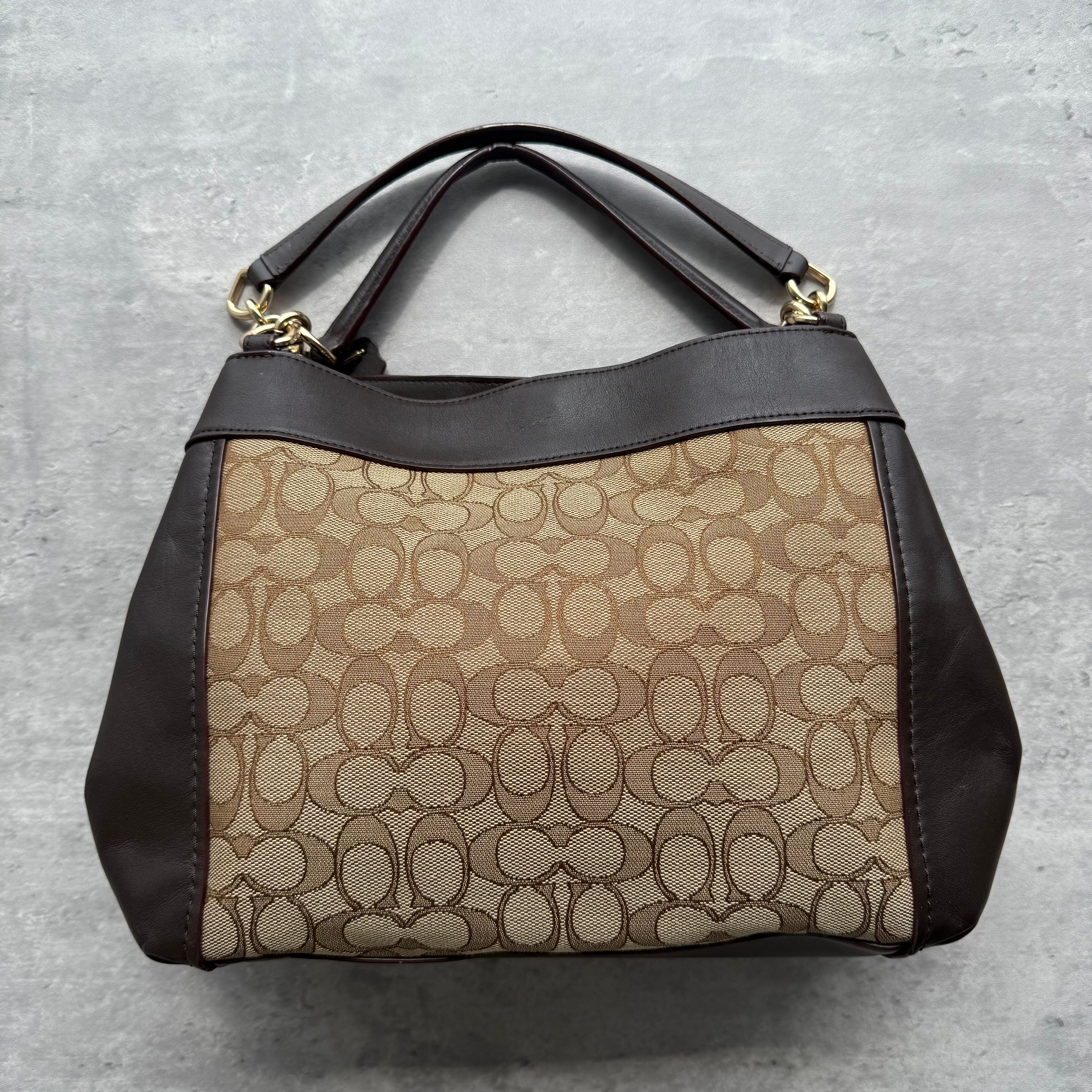 Coach Signature Lexy Canvas Shoulder Bag Beige/Brown