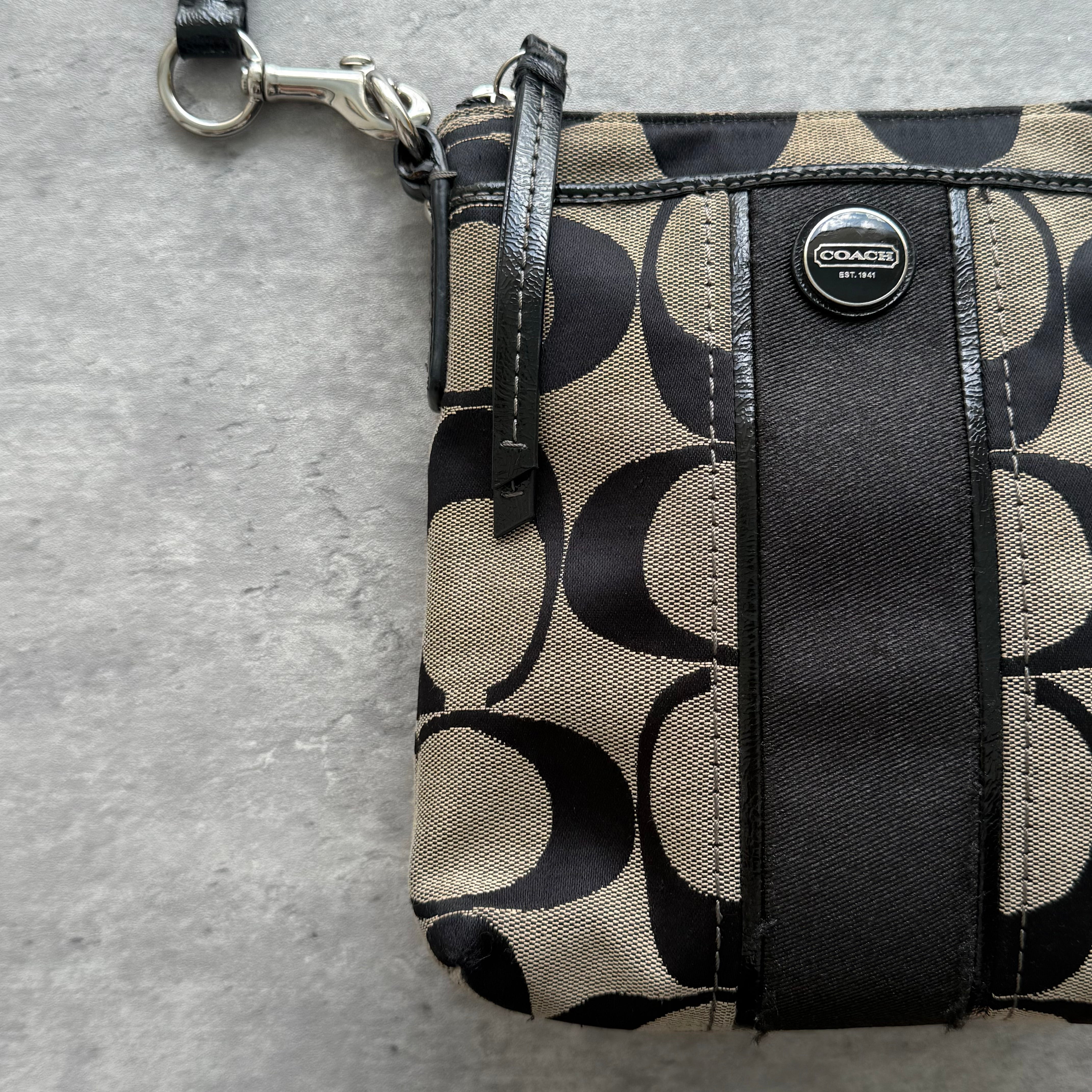 Coach Signature Stripe Swingpack Crossbody Bag Grey/Black