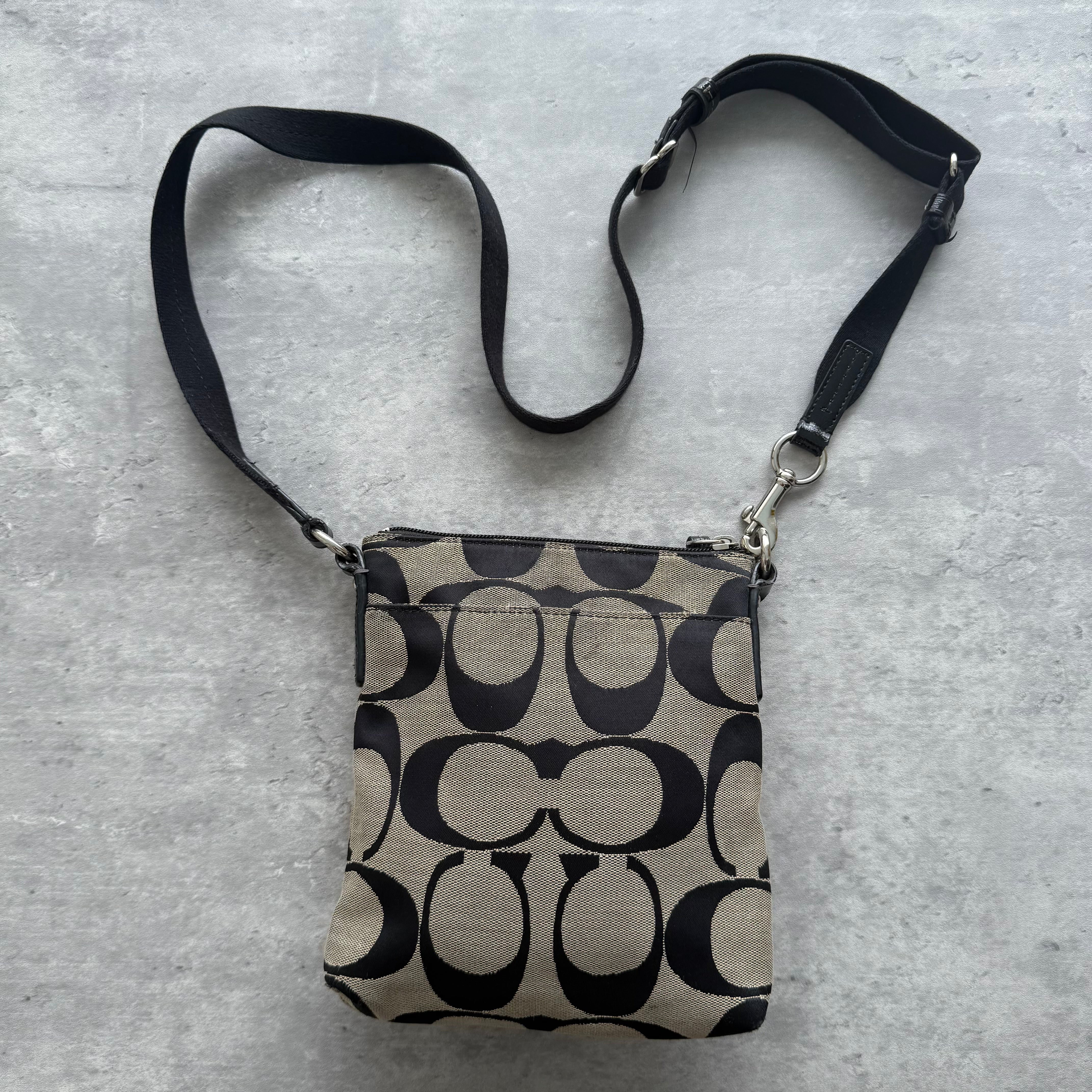 Coach Signature Stripe Swingpack Crossbody Bag Grey/Black