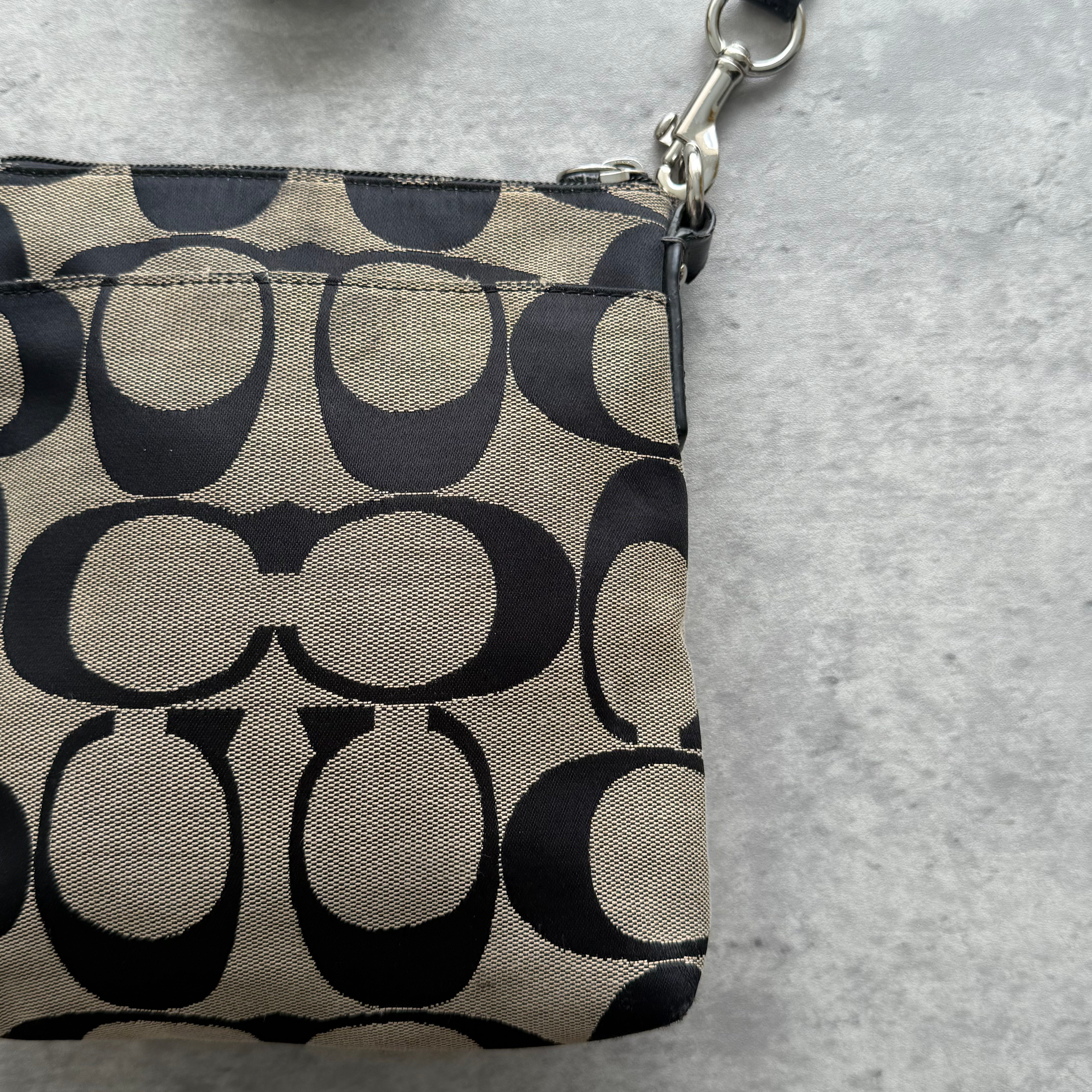 Coach Signature Stripe Swingpack Crossbody Bag Grey/Black