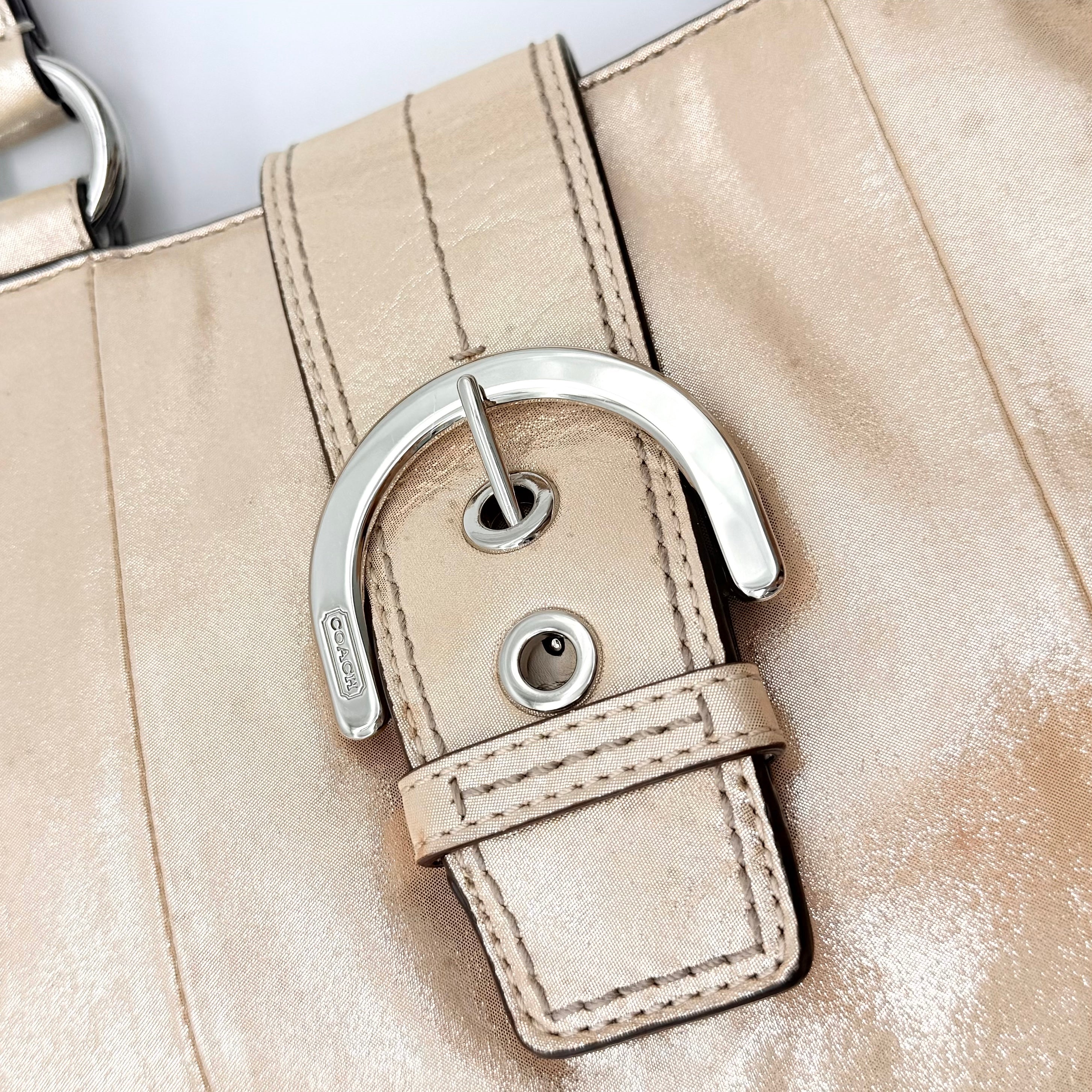 Coach Y2K Soho East West Shoulder Bag Metallic Beige