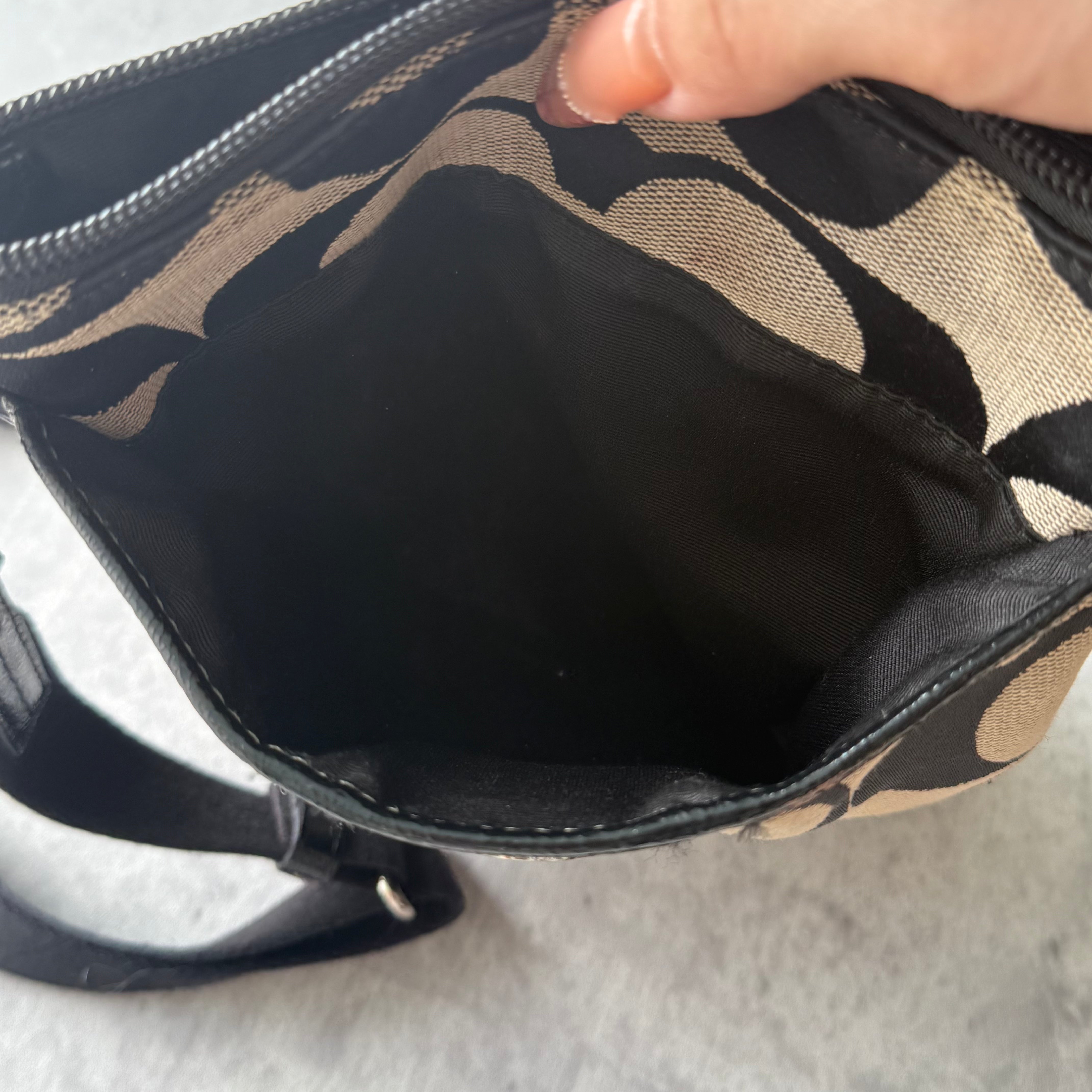 Coach Signature Stripe Swingpack Crossbody Bag Grey/Black