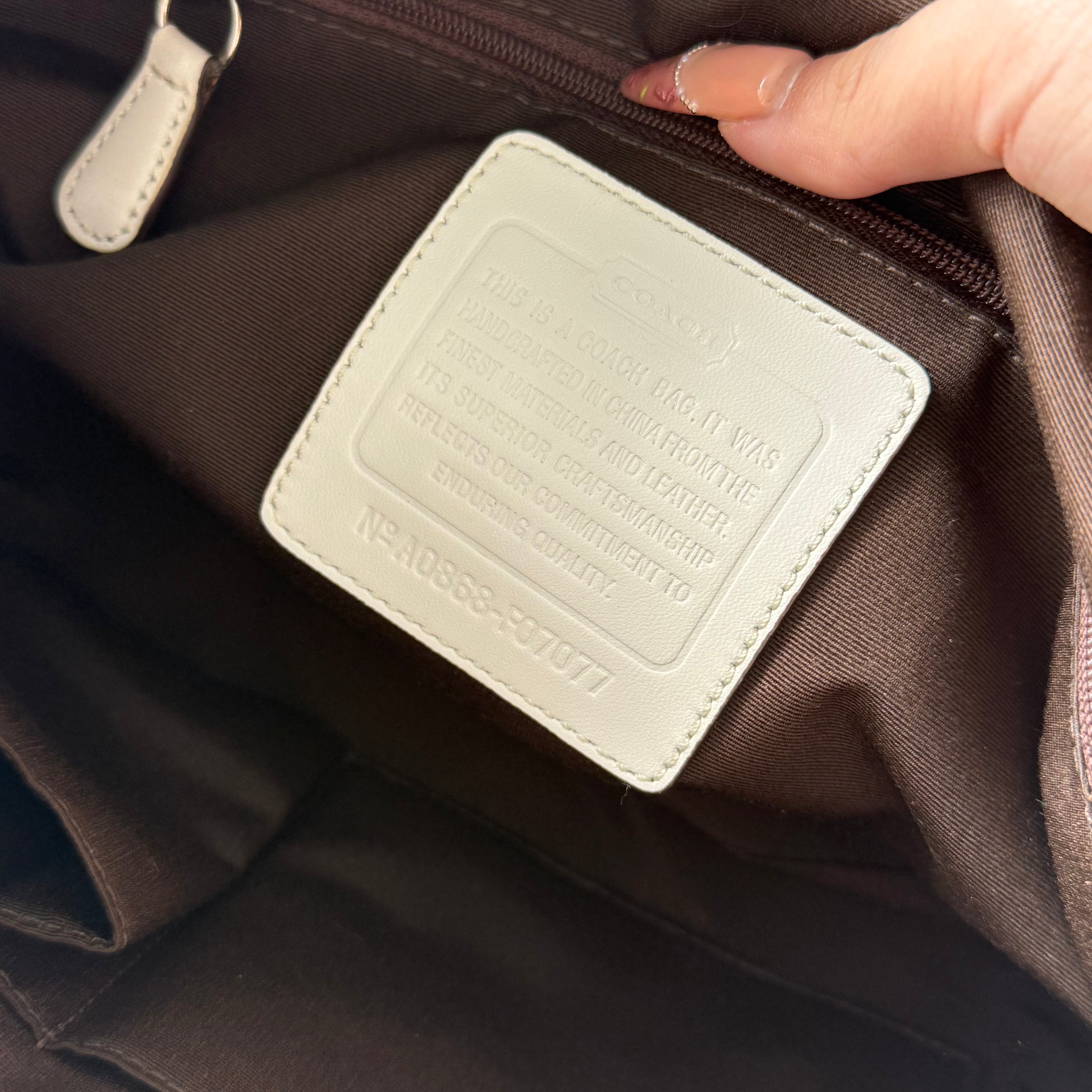 Coach 2Way Signature Sufflette Shoulder Bag Beige/White