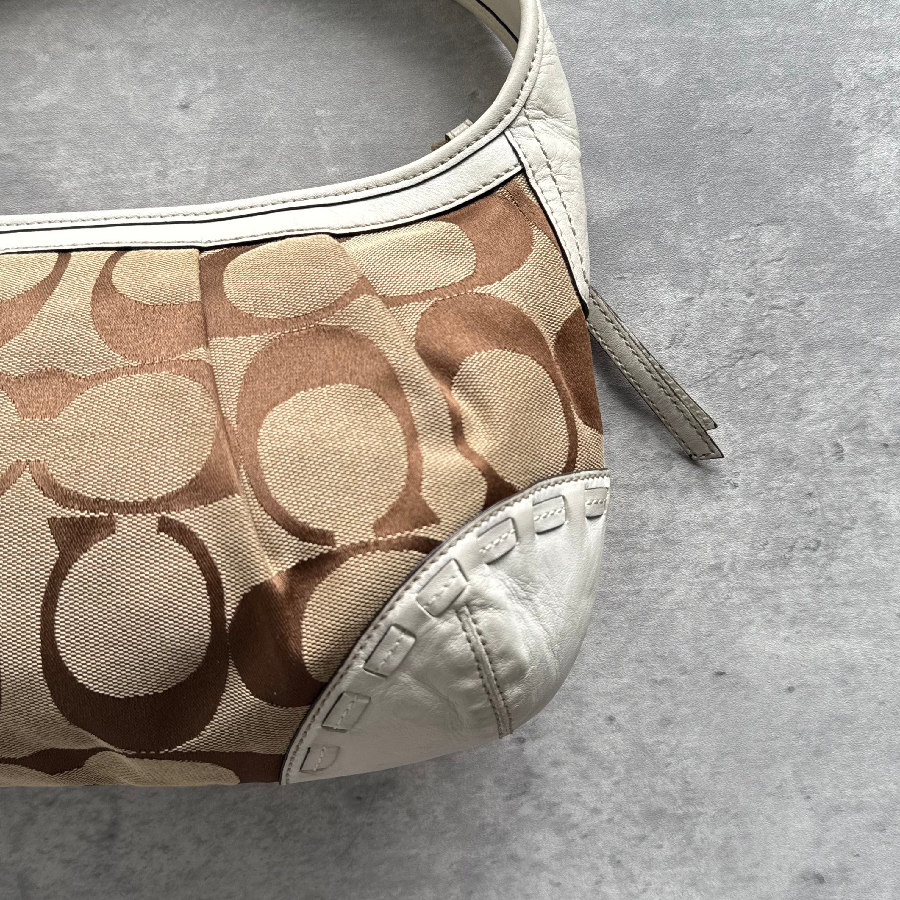 Coach Signature Ergo Shoulder Bag Beige/White