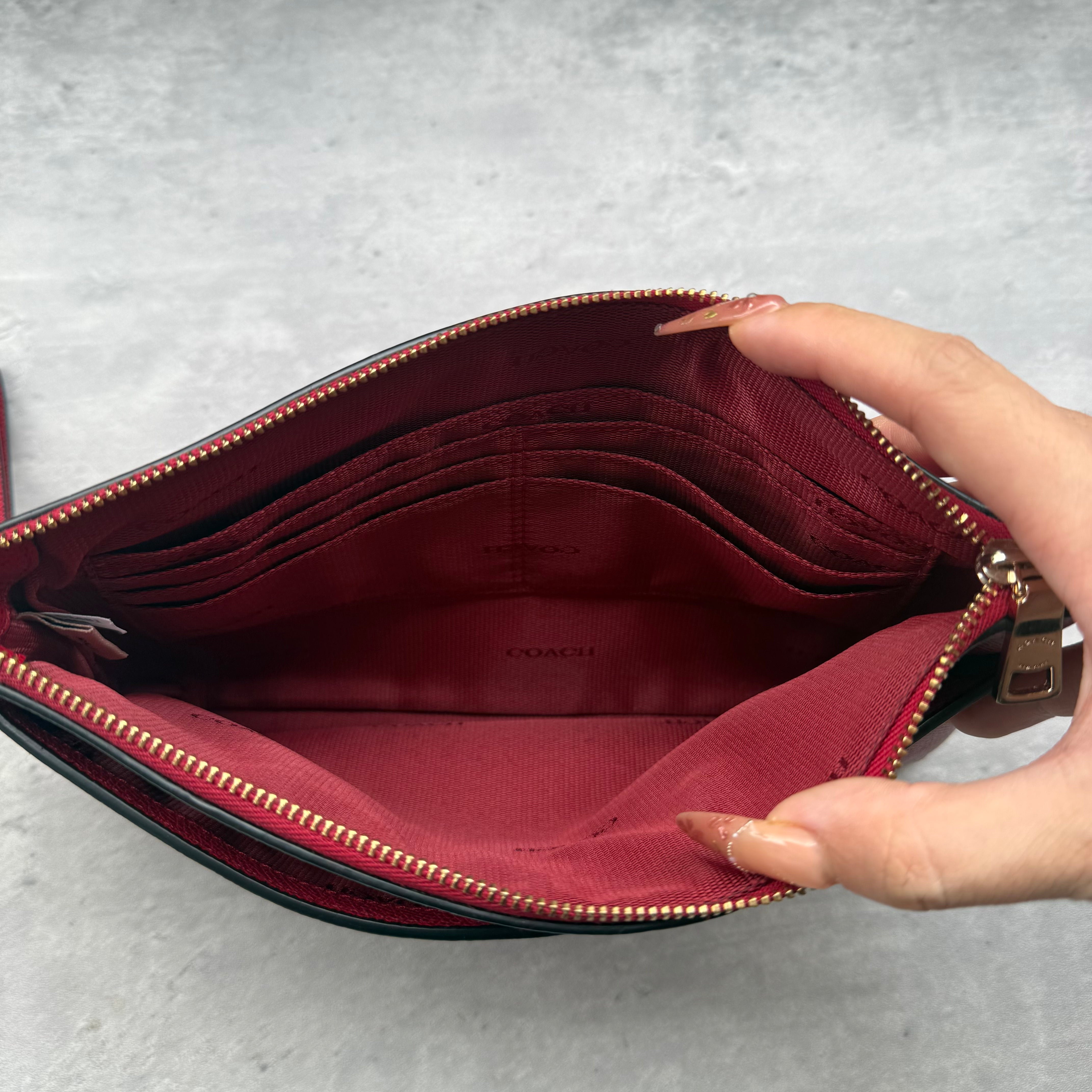 Coach Double Pocket Wristlet Red