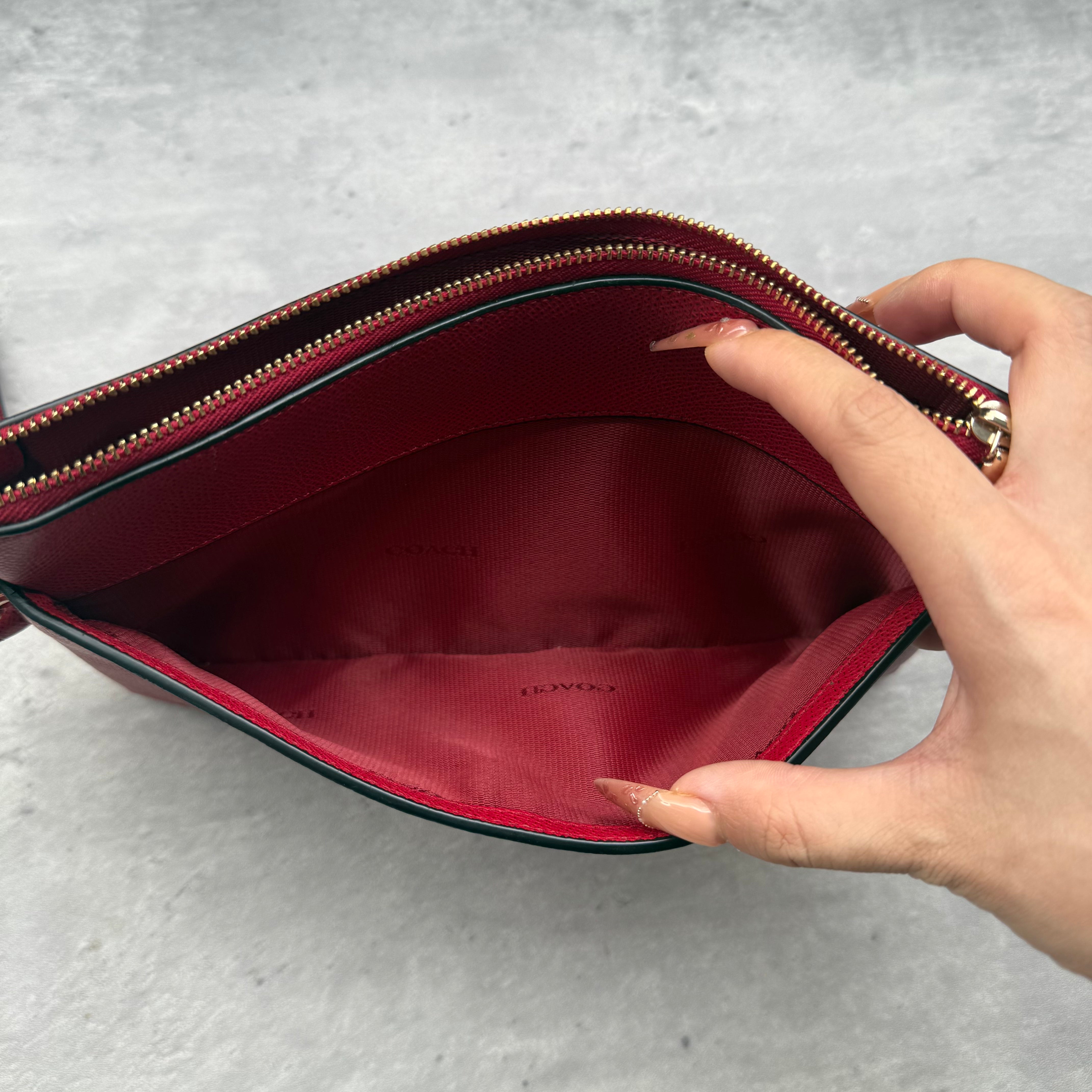 Coach Double Pocket Wristlet Red