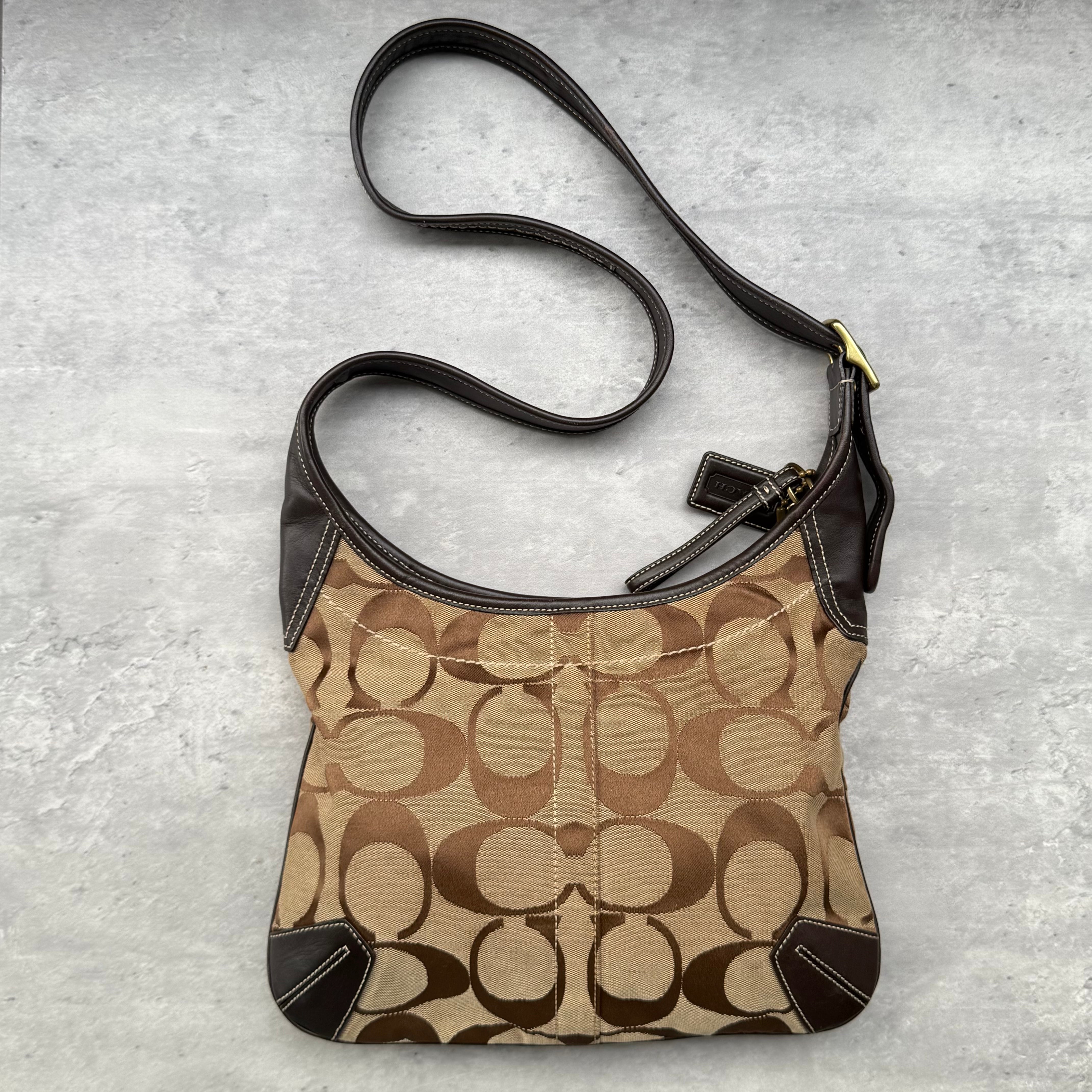Coach Signature Ergo Hobo Crossbody Bag Beige/Brown