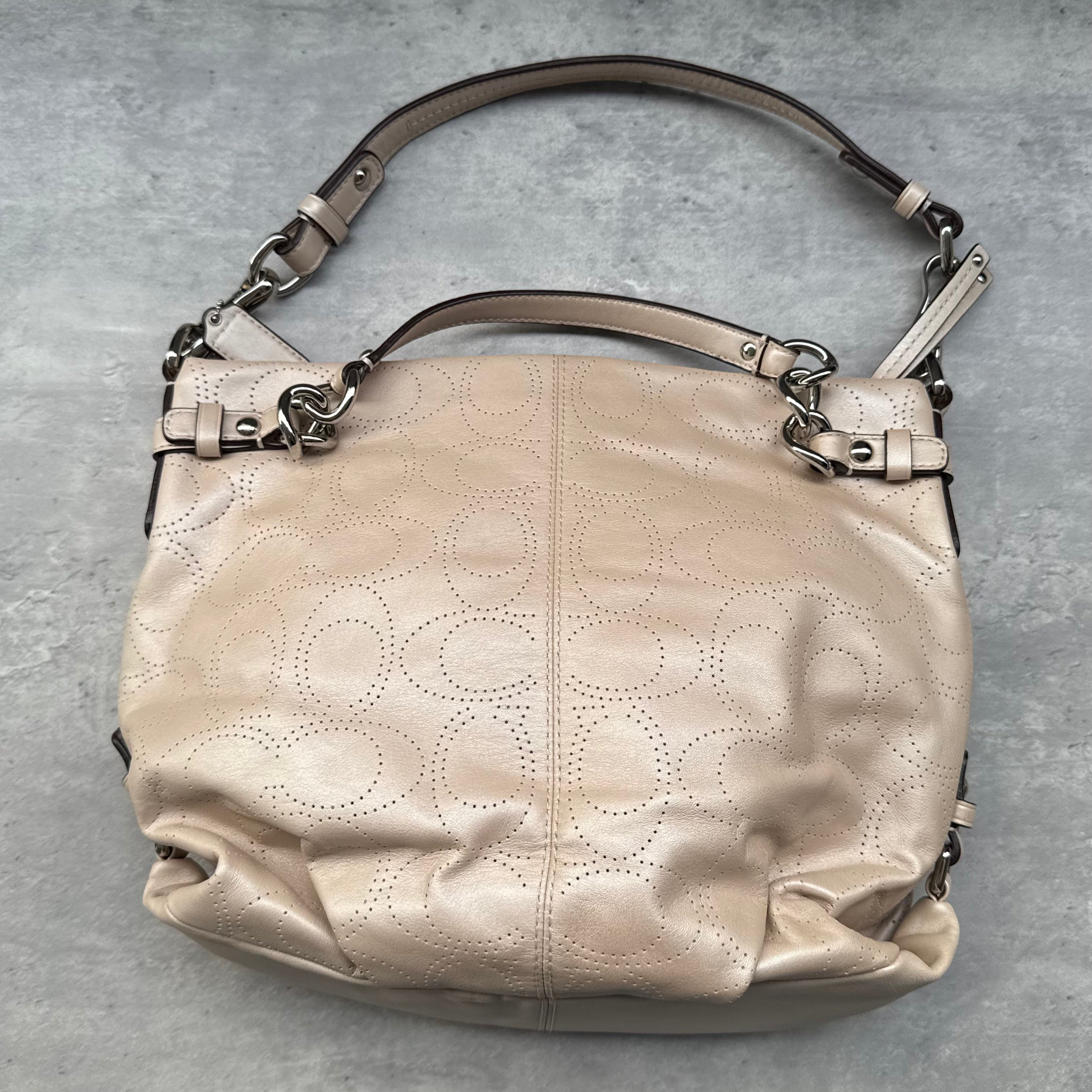 Coach 2Way Perforated Hobo ShoulderBag Light Brown