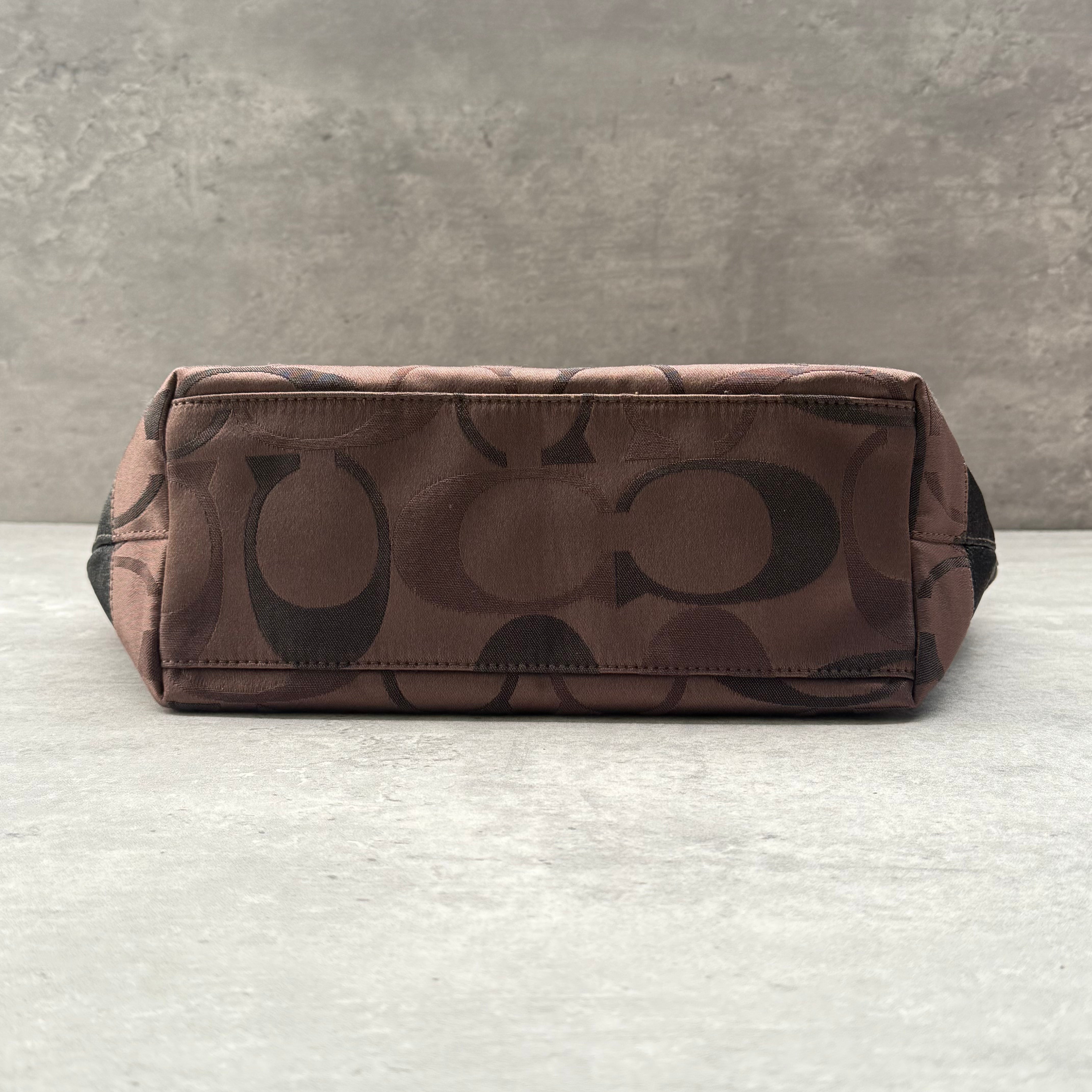 Coach Signature Stripe Tote Bag Brown