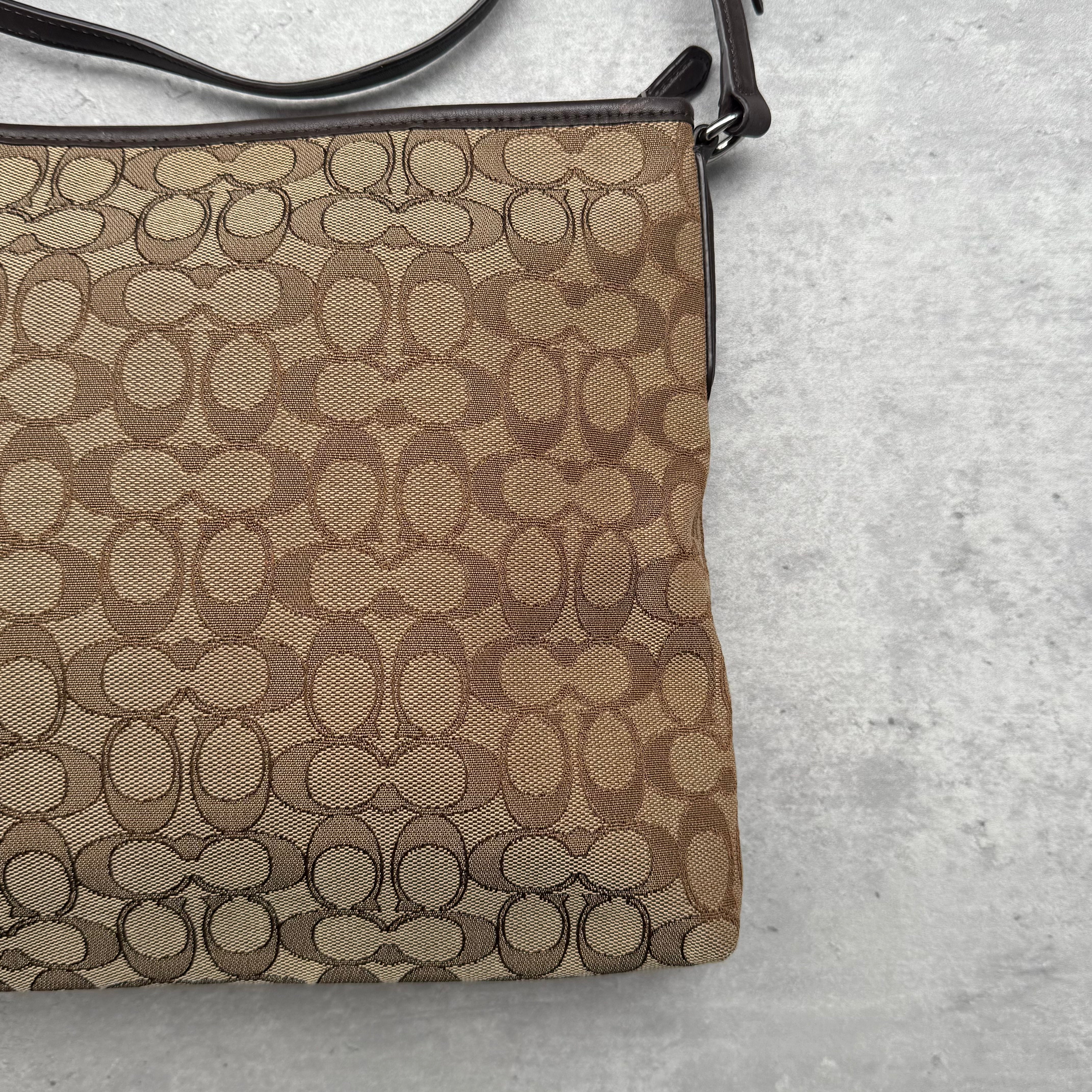Coach Signature Canvas File Crossbody Bag Beige