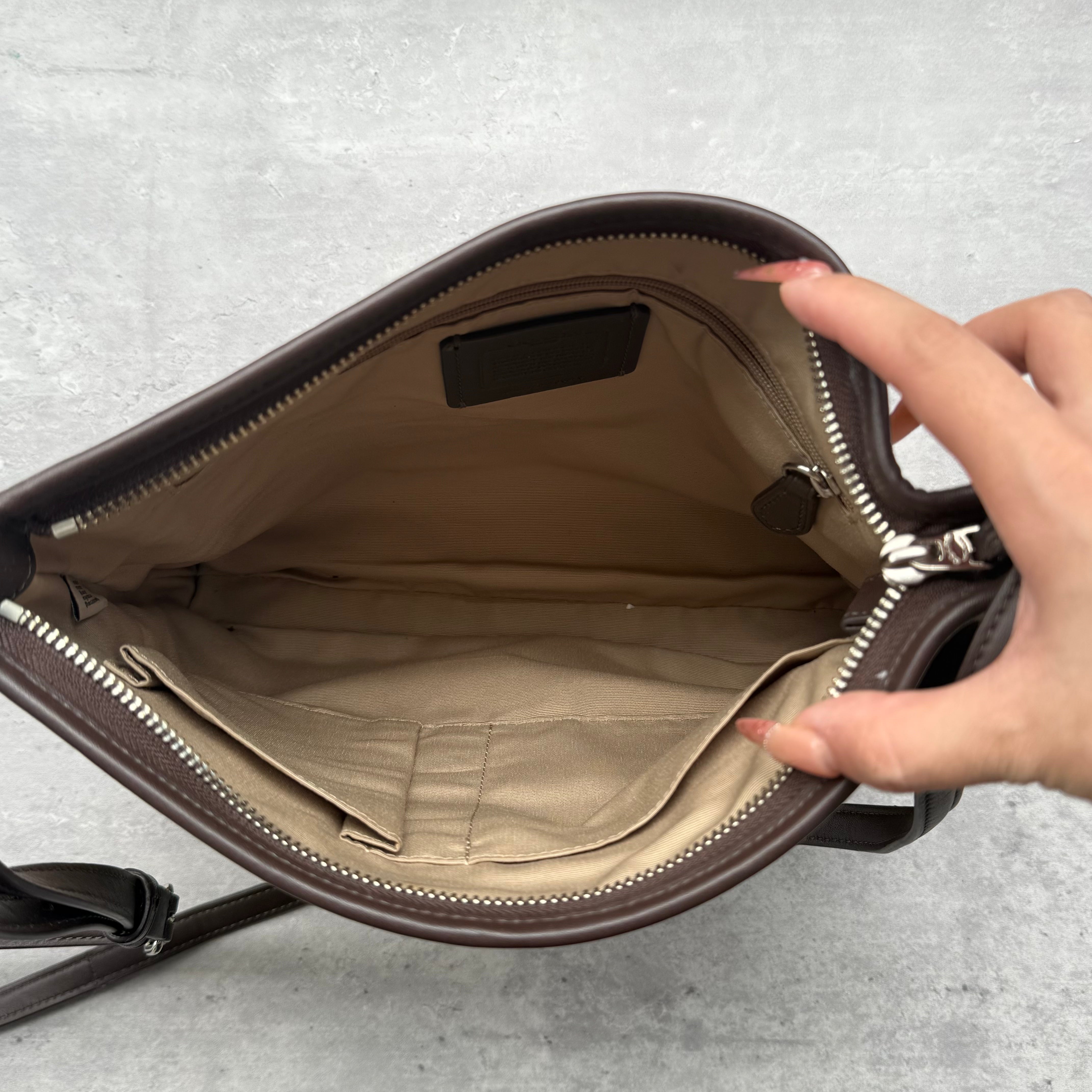 Coach Signature Canvas File Crossbody Bag Beige