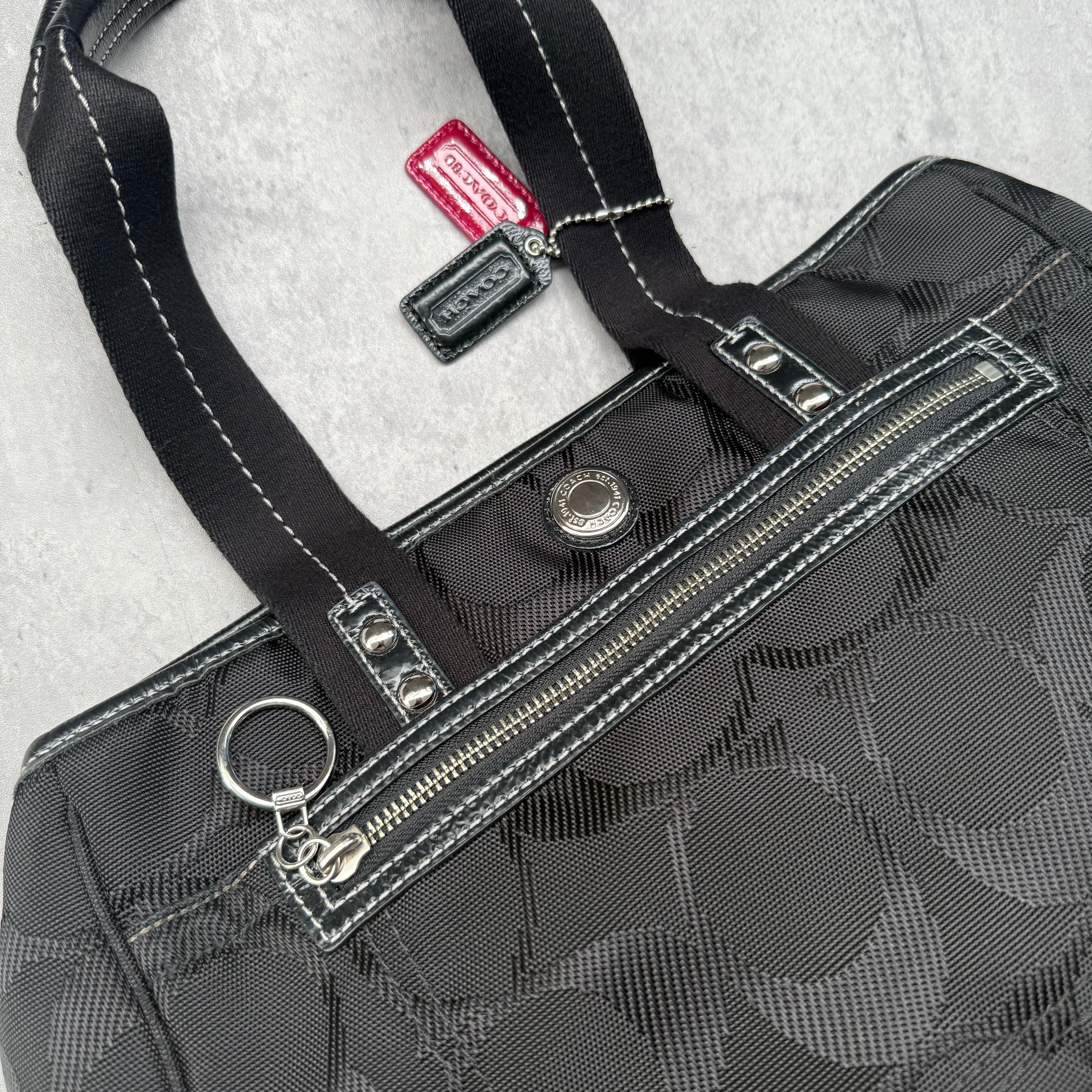 Coach Signature Kyra Daisy Canvas Tote Bag Black