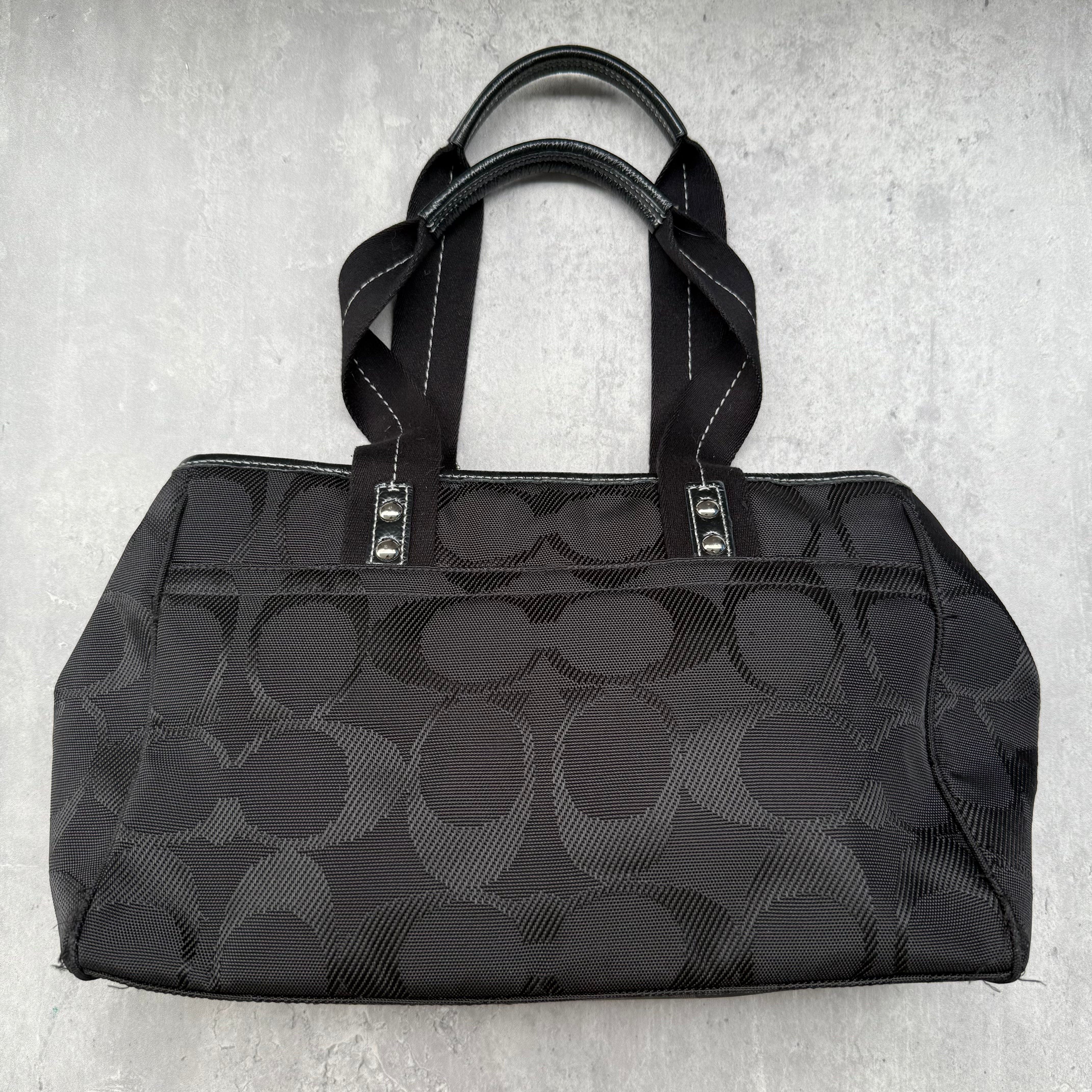 Coach Signature Kyra Daisy Canvas Tote Bag Black