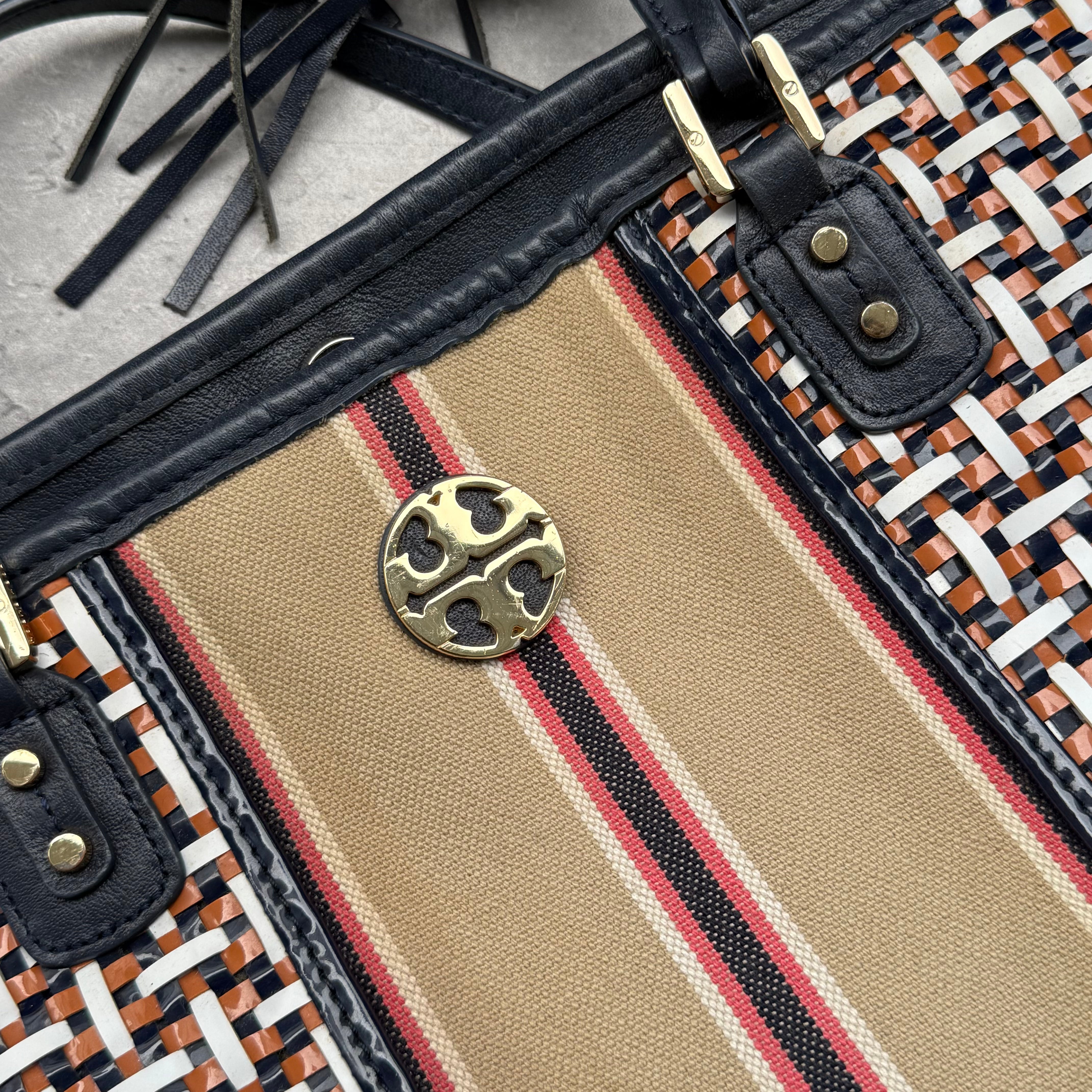 Tory Burch Gemini Link Canvas Tote Bag Multicolor