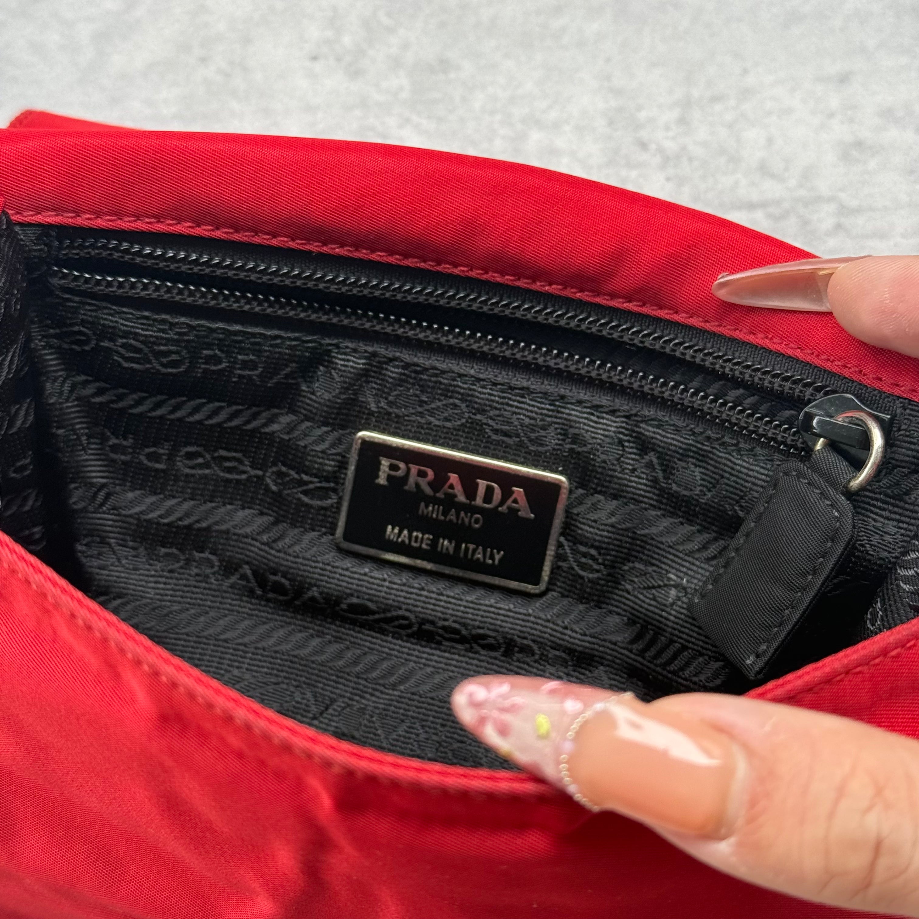 Prada Nylon Flap Messenger ShoulderBag Red