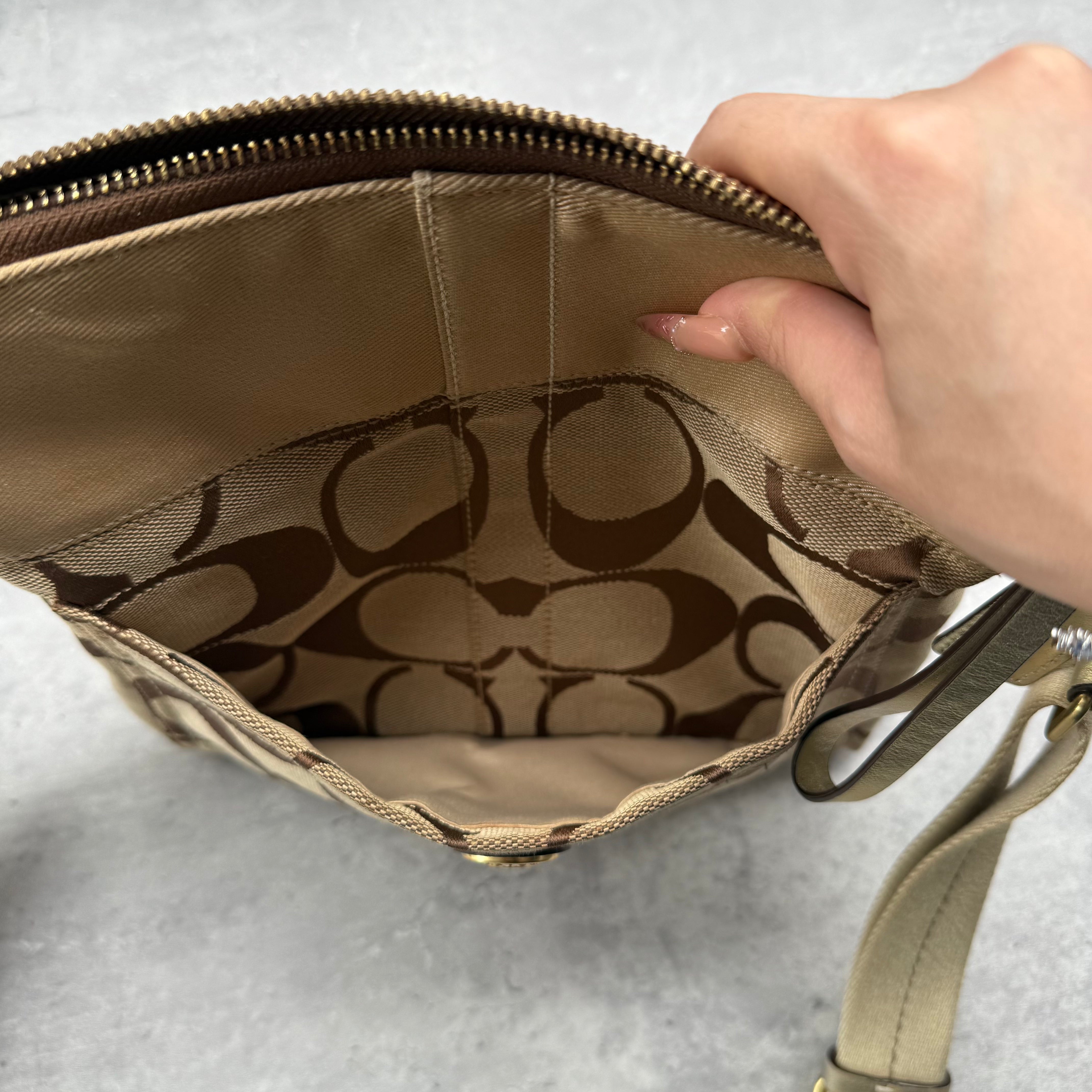 Coach Signature Canvas Crossbody Bag Beige