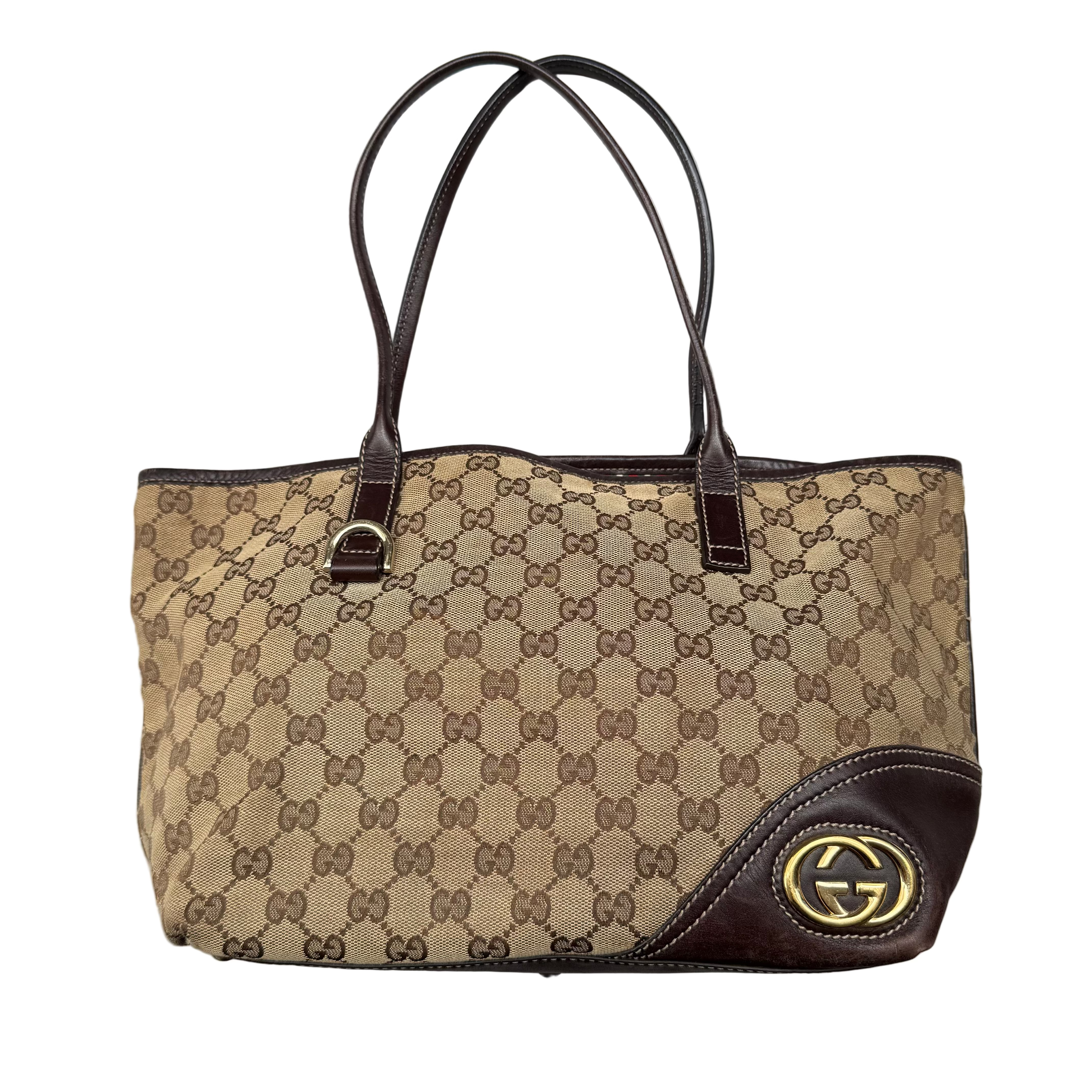 Gucci Britt GG Monogram Tote Bag Beige