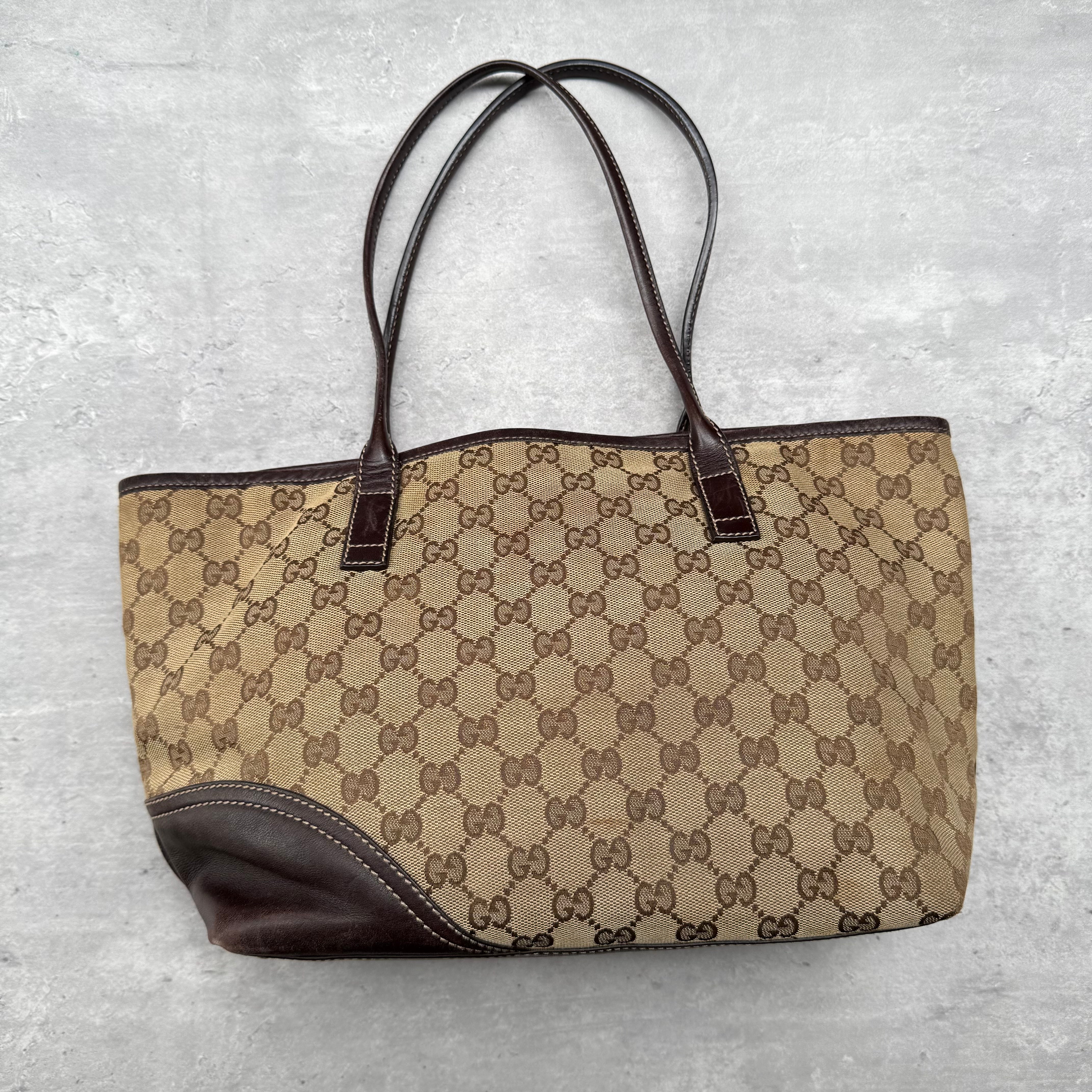 Gucci Britt GG Monogram Tote Bag Beige