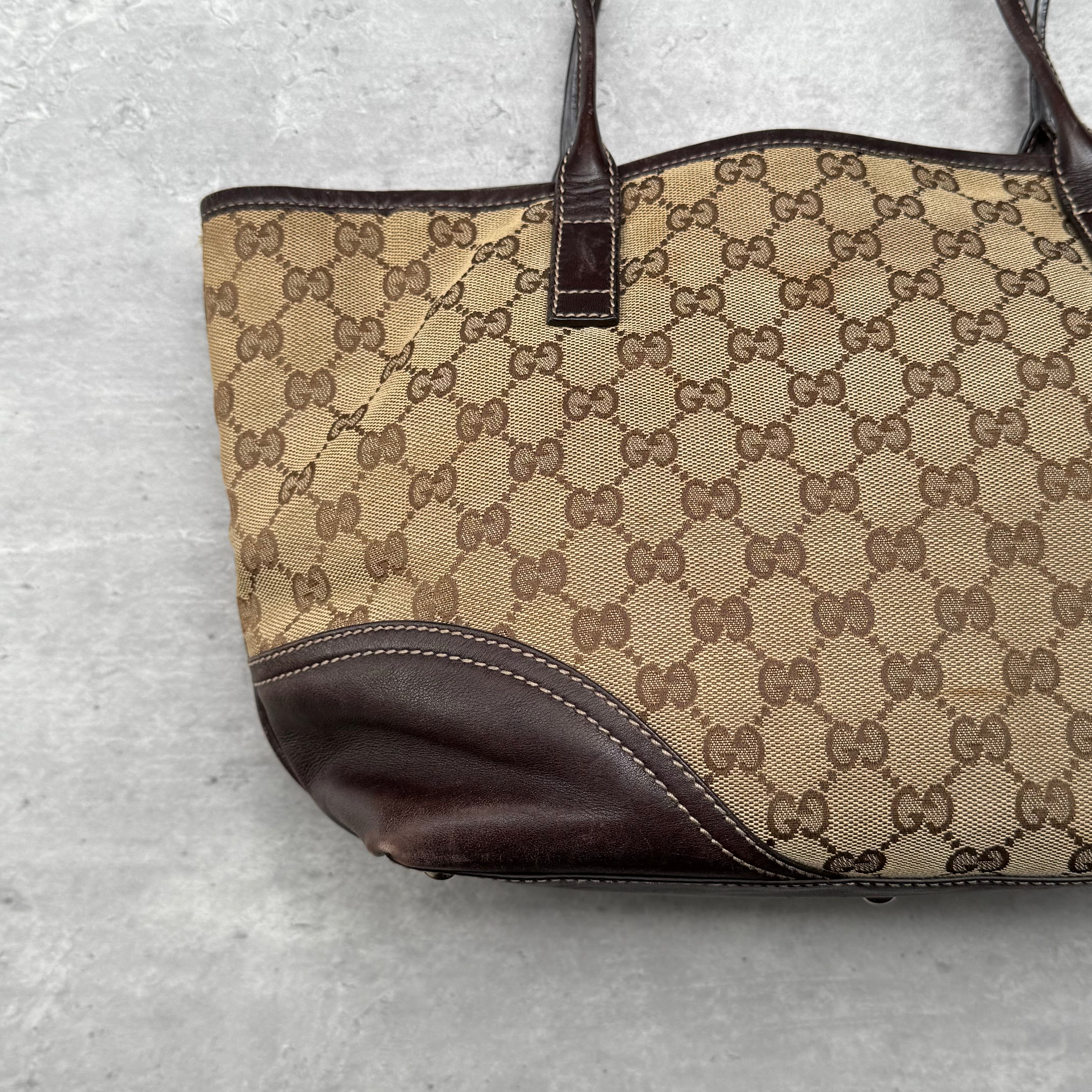 Gucci Britt GG Monogram Tote Bag Beige