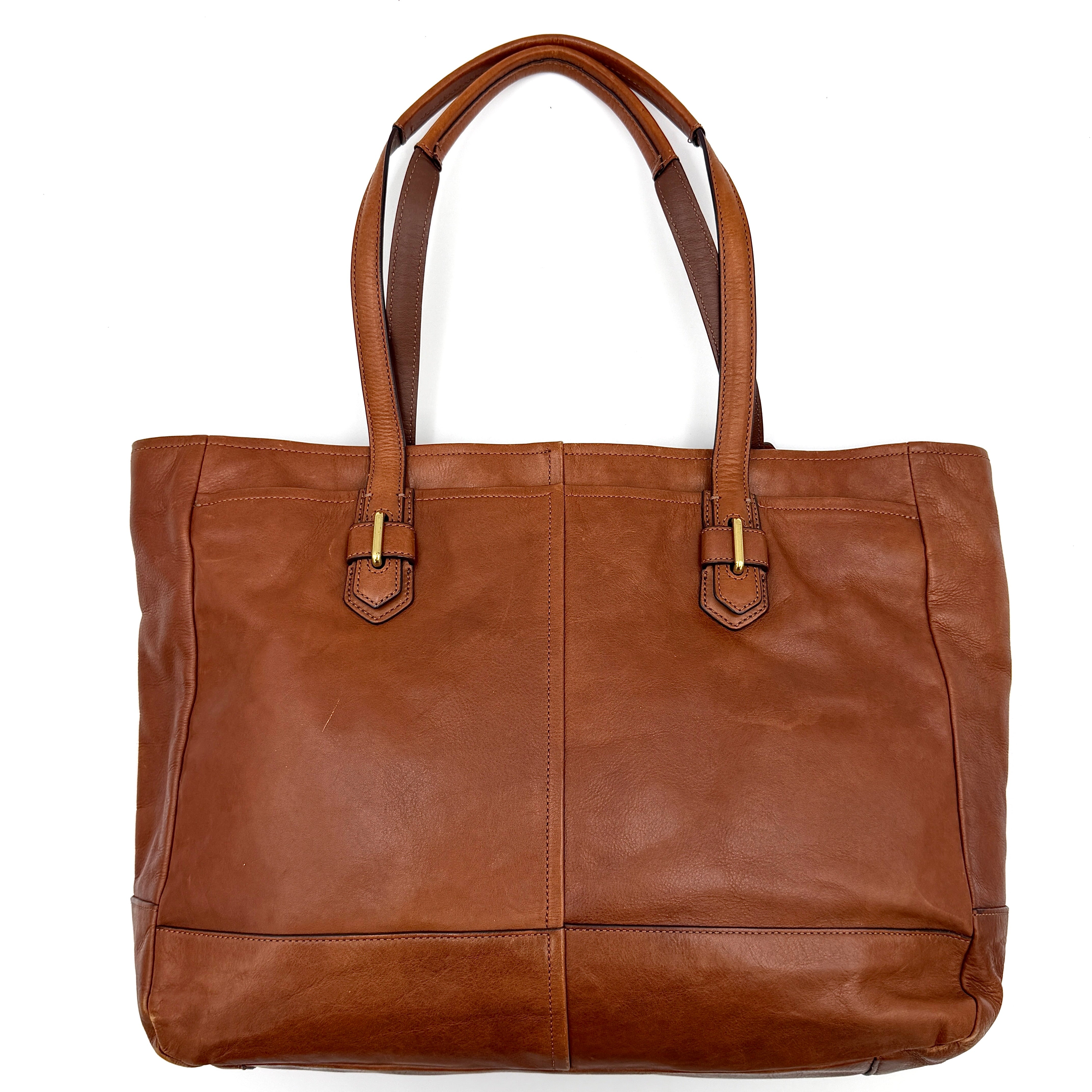Coach Chelsea Jayden Shoulder Bag in rich brown grained leather, with gold-tone turn-lock and subtle pleated detailing.