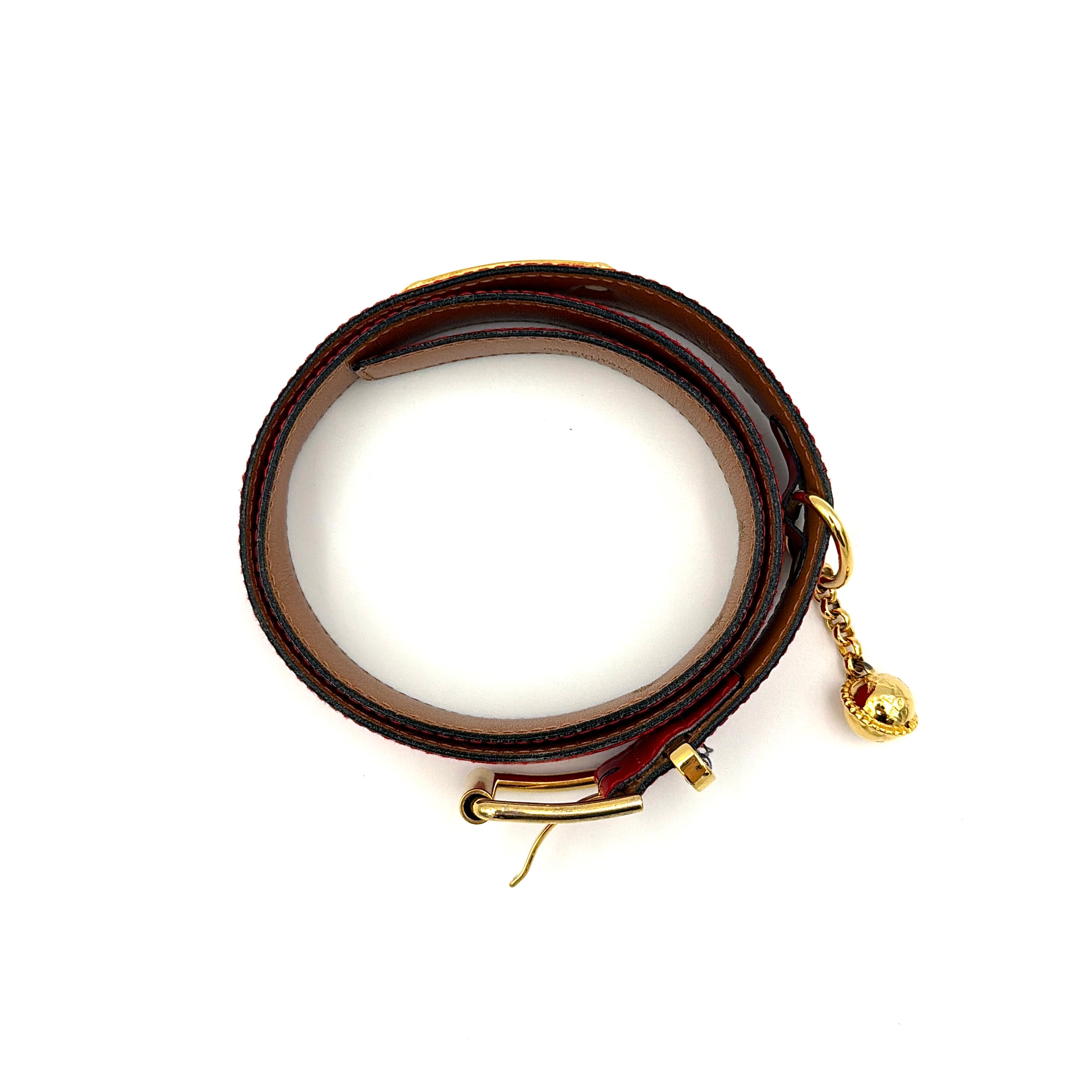 Celine Charm Leather Belt Red/Gold