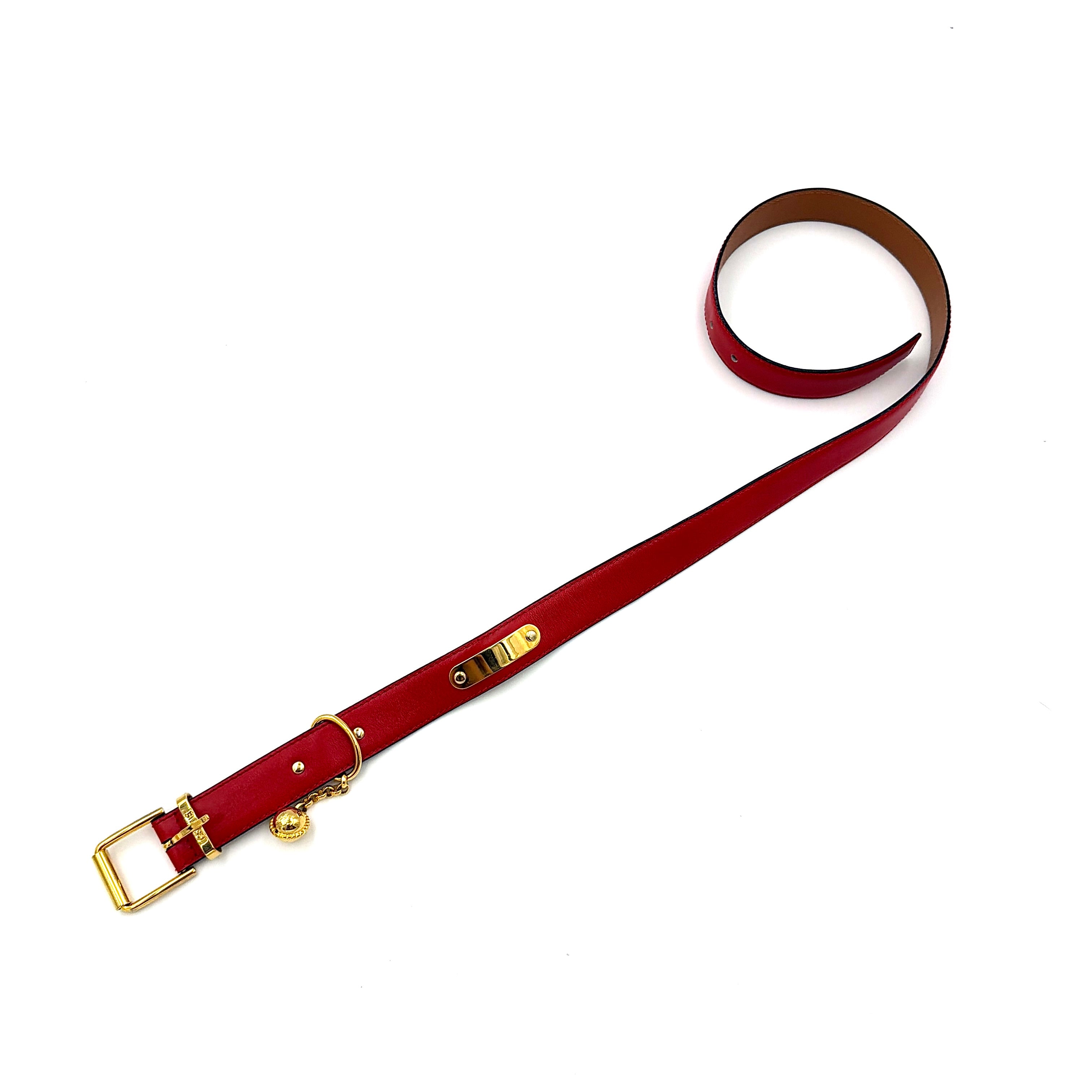 Celine Charm Leather Belt Red/Gold