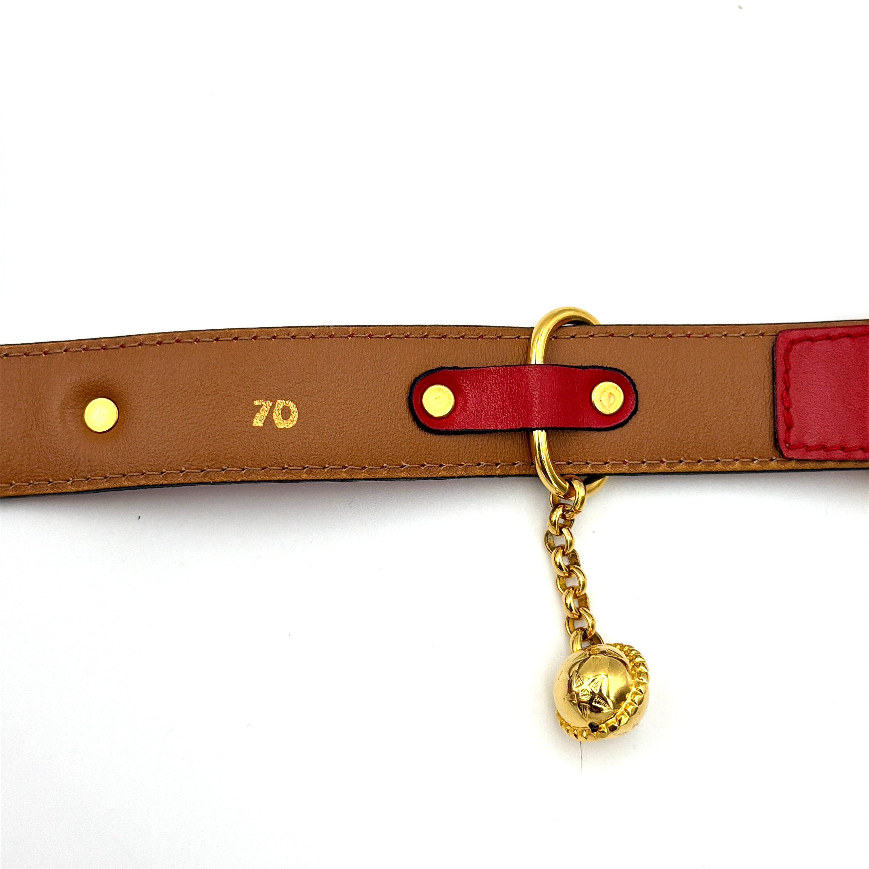 Celine Charm Leather Belt Red/Gold
