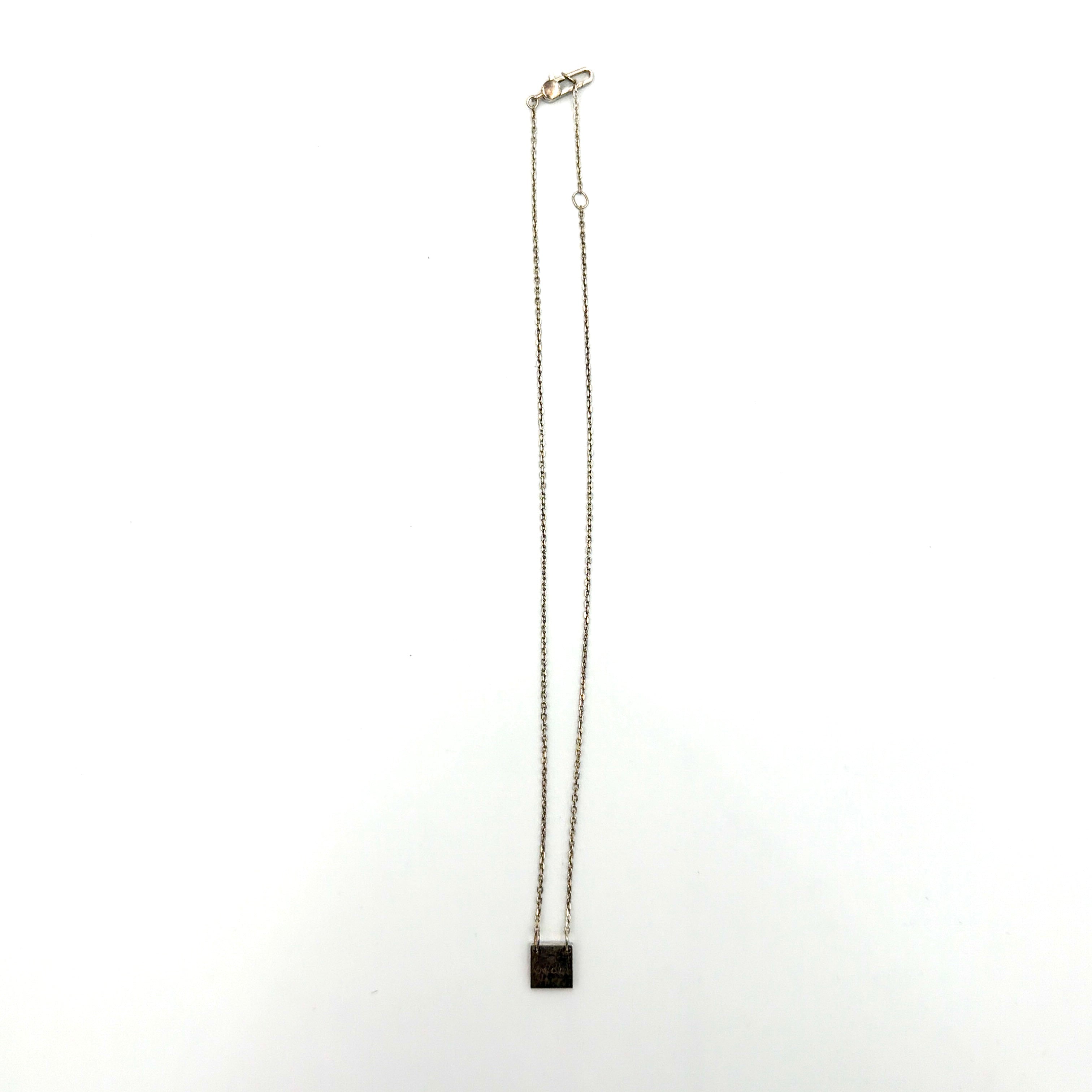 Gucci Square Plate Pendant Necklace Silver