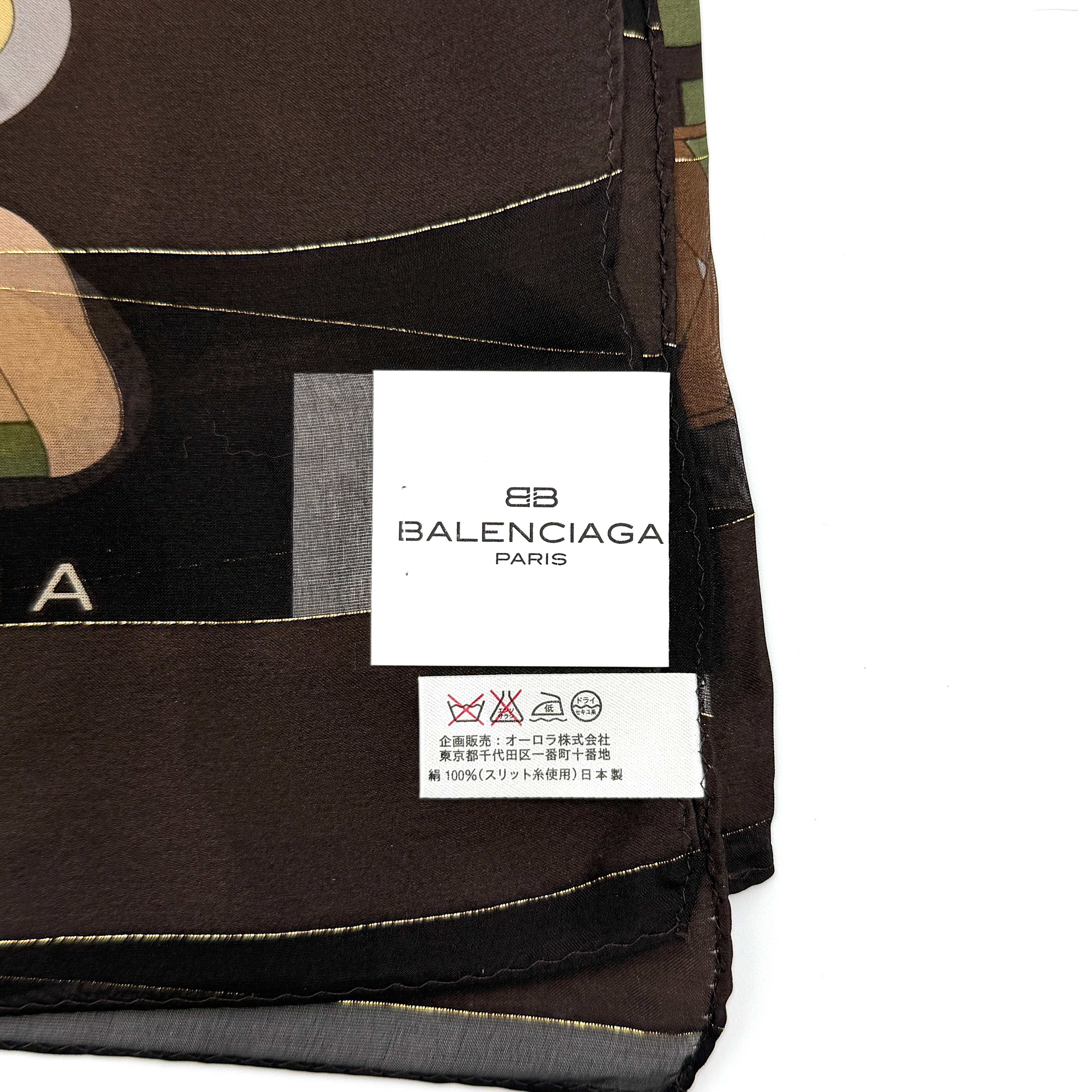 Balenciaga Geometric Pattern Silk Scarf Brown