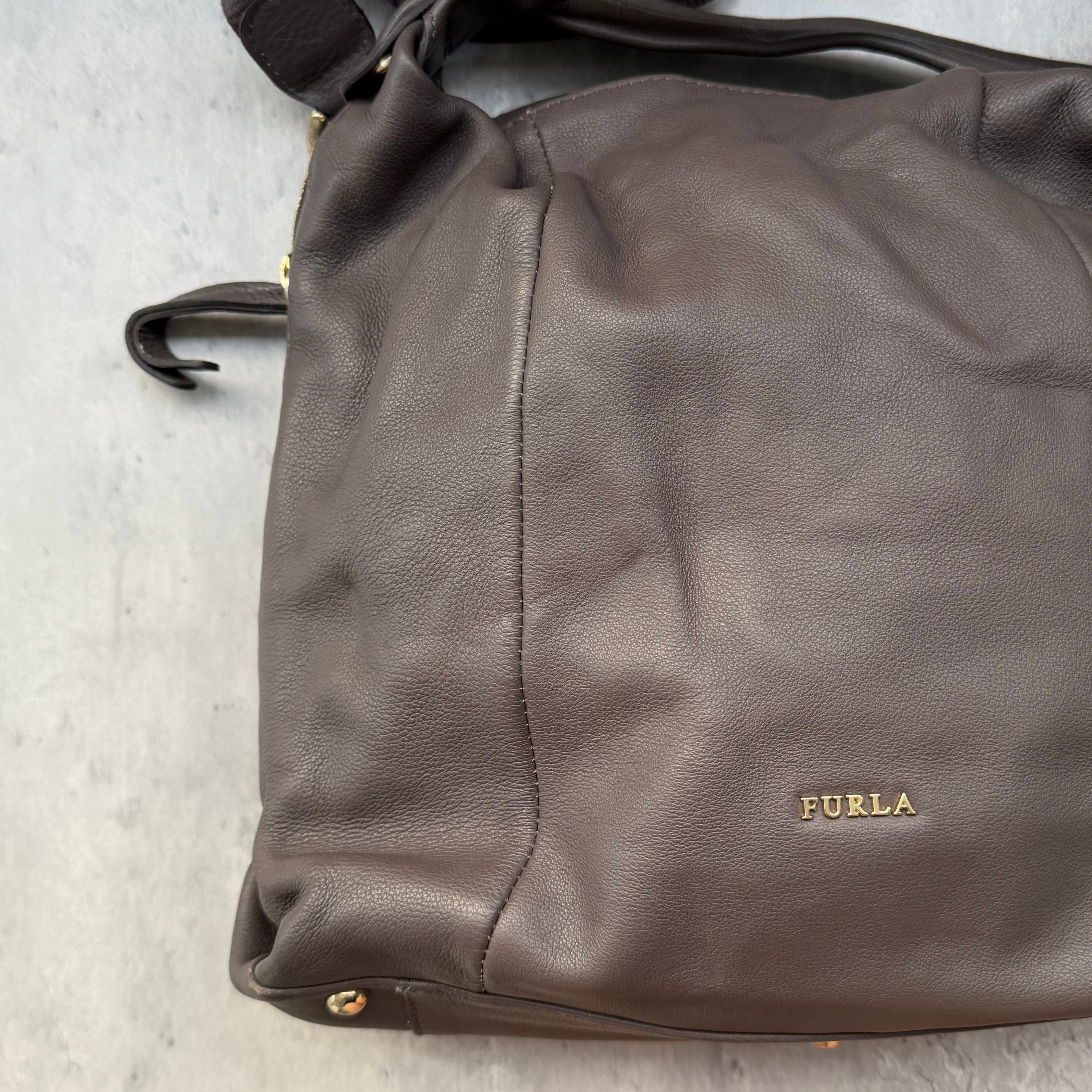 Furla 2Way Liz Daino Hobo Shoulder Bag Brown