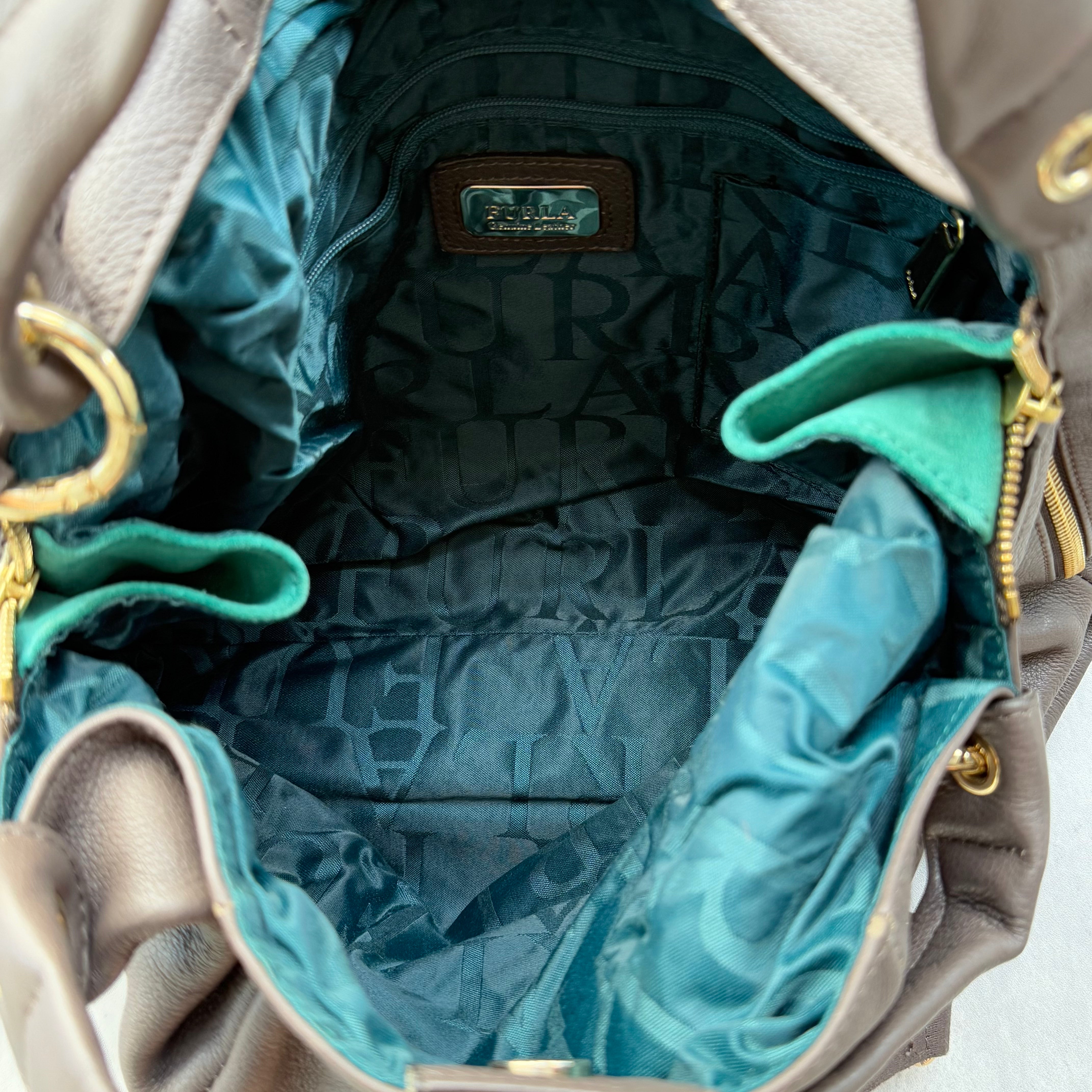 Furla 2Way Liz Daino Hobo Shoulder Bag Brown