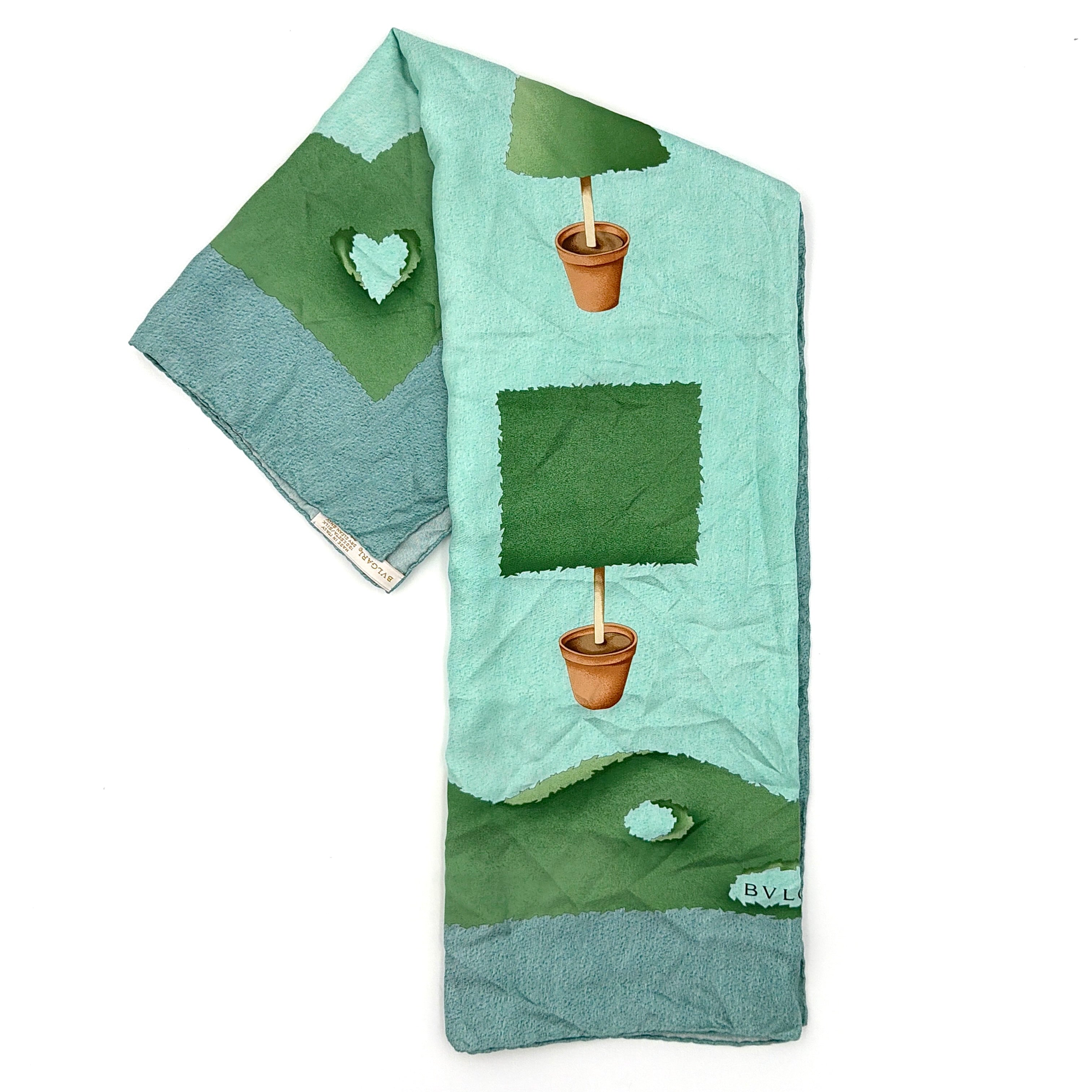 Bvlgari by Davide Pizzigoni Garden Silk Scarf Green