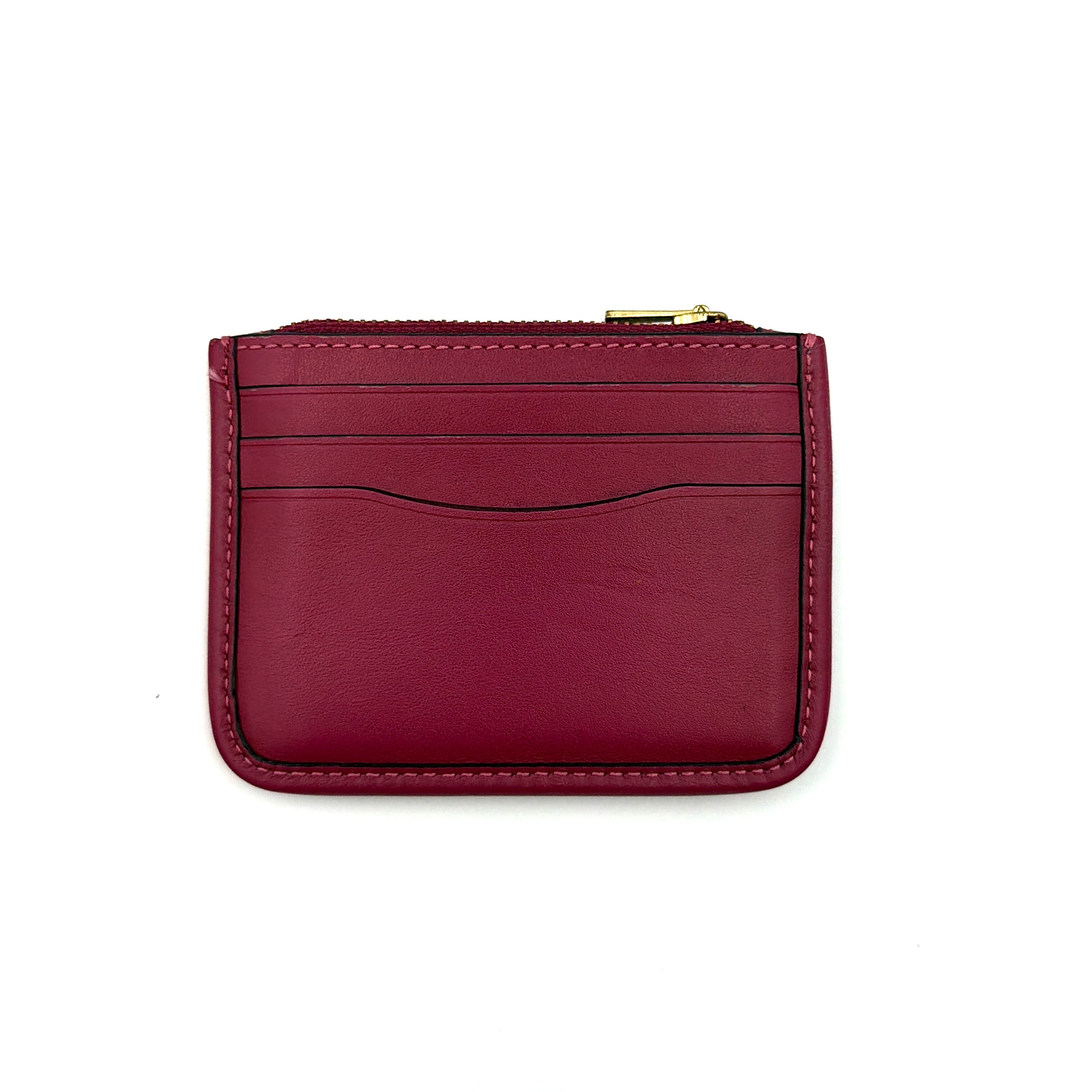 Coach Leather Zip Card Case Burgundy