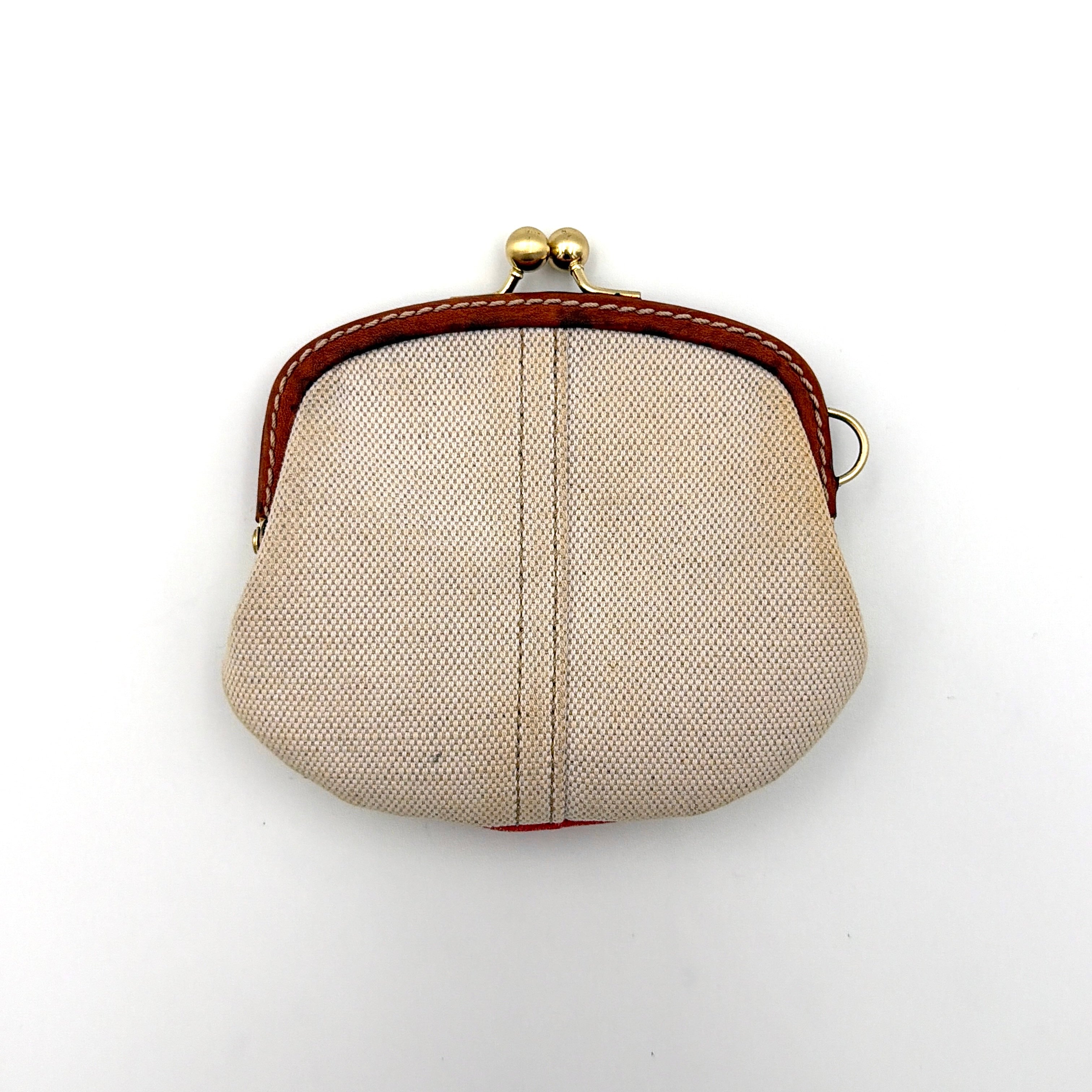 Coach Stripe Kisslock Coin Purse Red/Cream