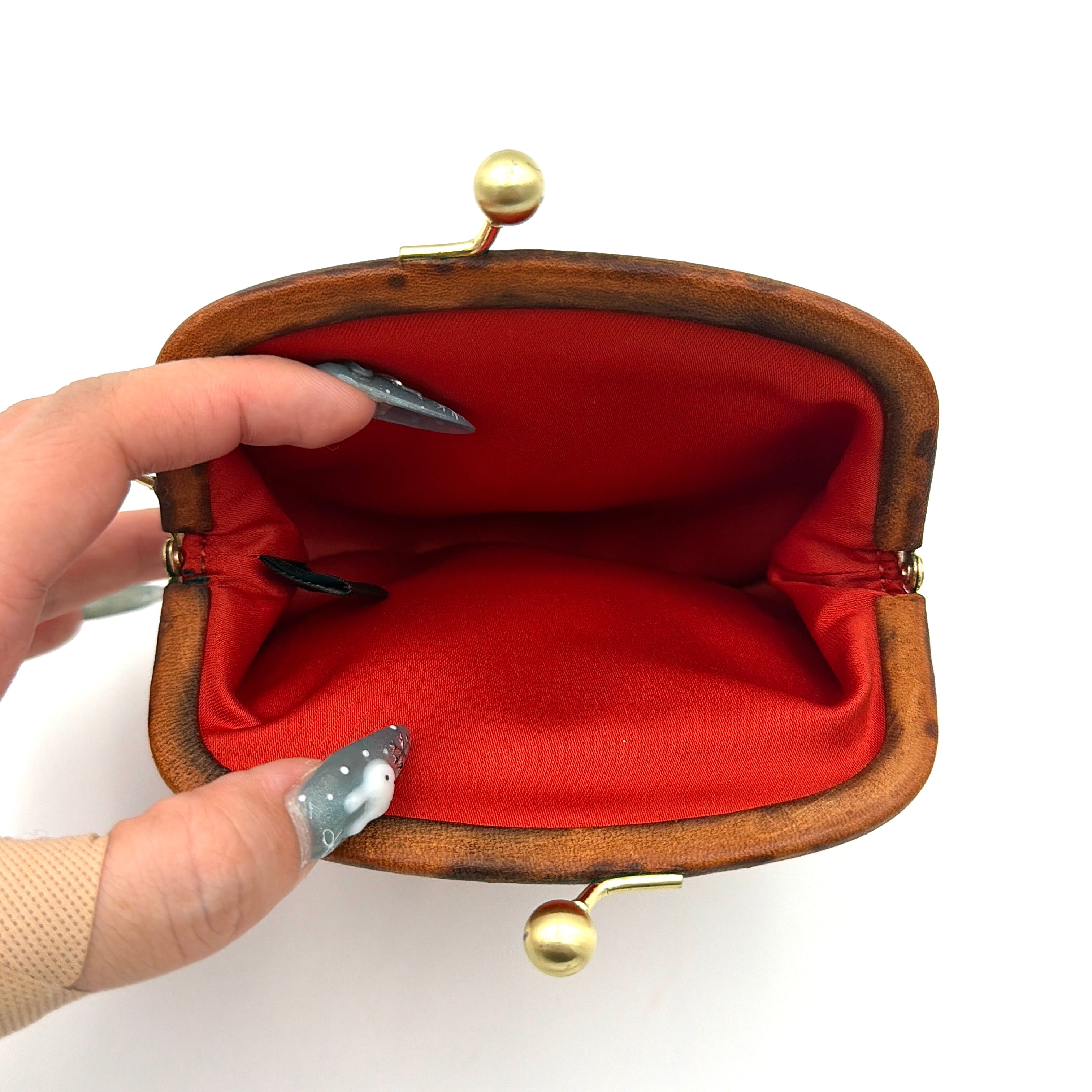 Coach Stripe Kisslock Coin Purse Red/Cream