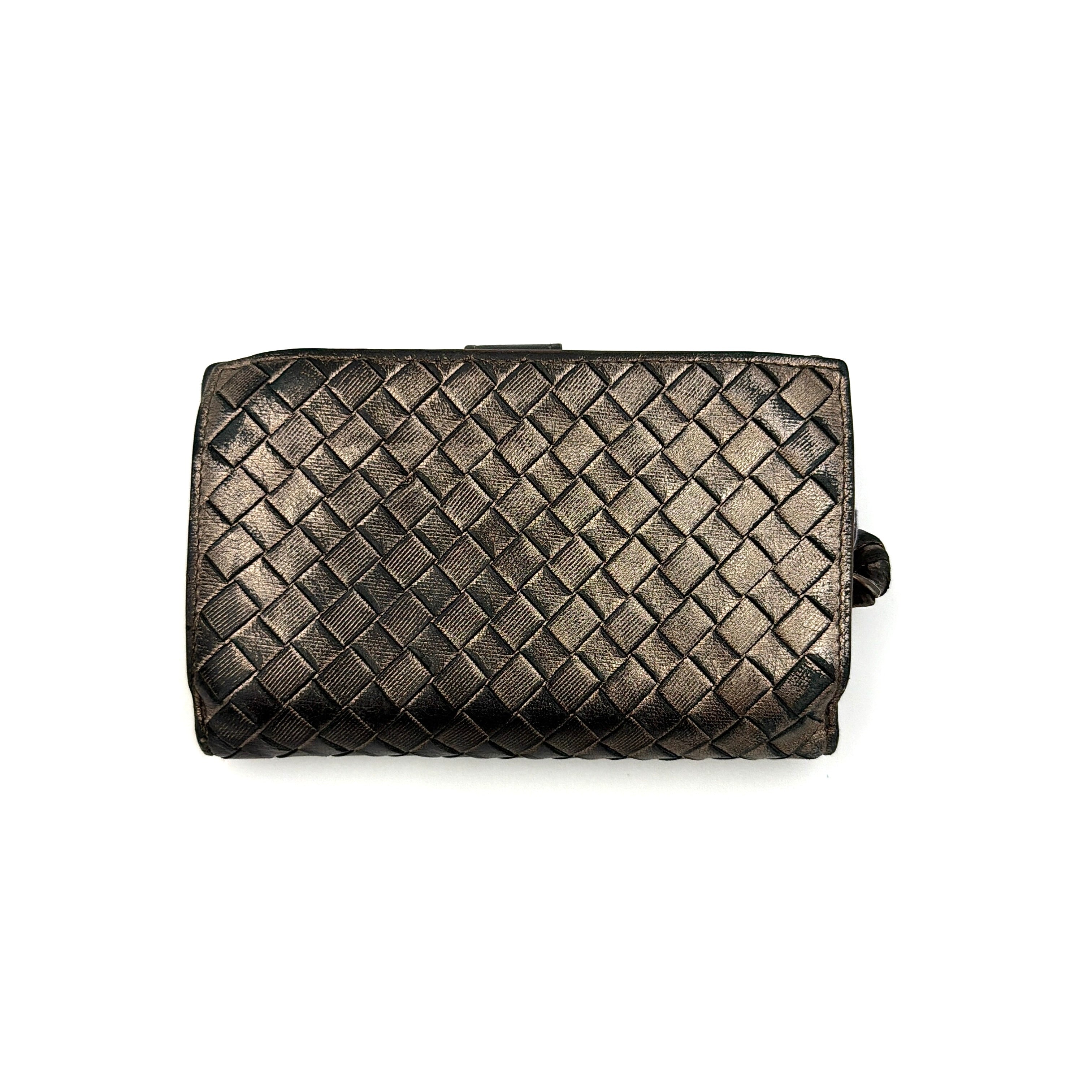 Bottega Veneta Intrecciato Metallic Leather Wallet