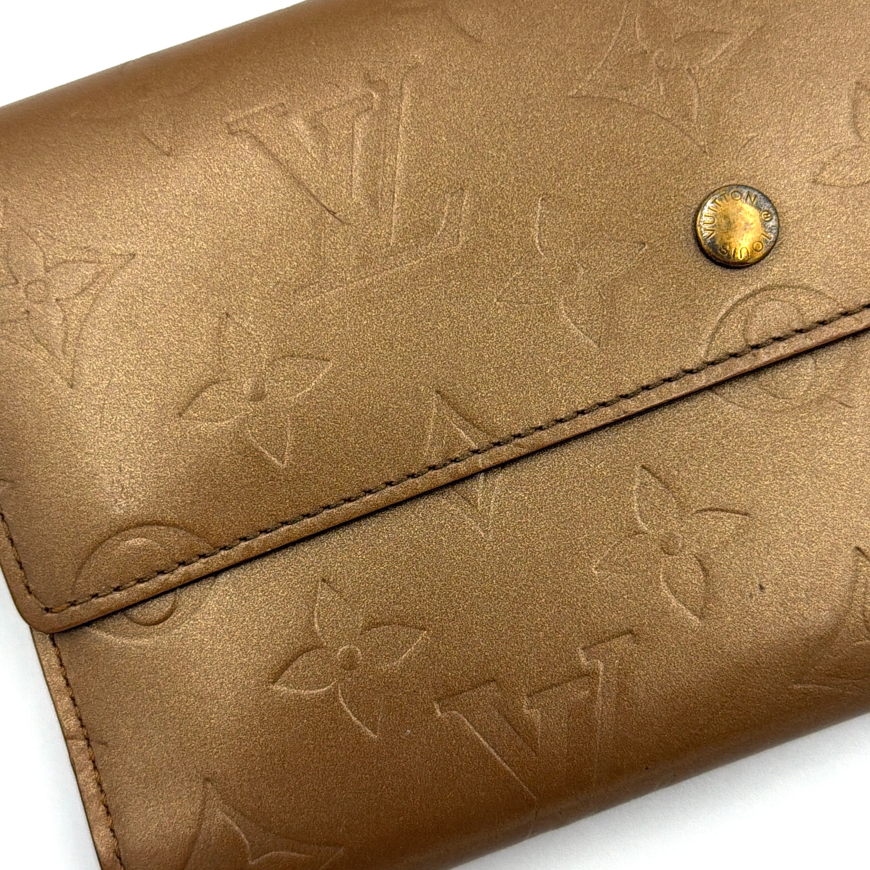 Louis Vuitton Monogram Vernis Sarah Long Wallet Gold