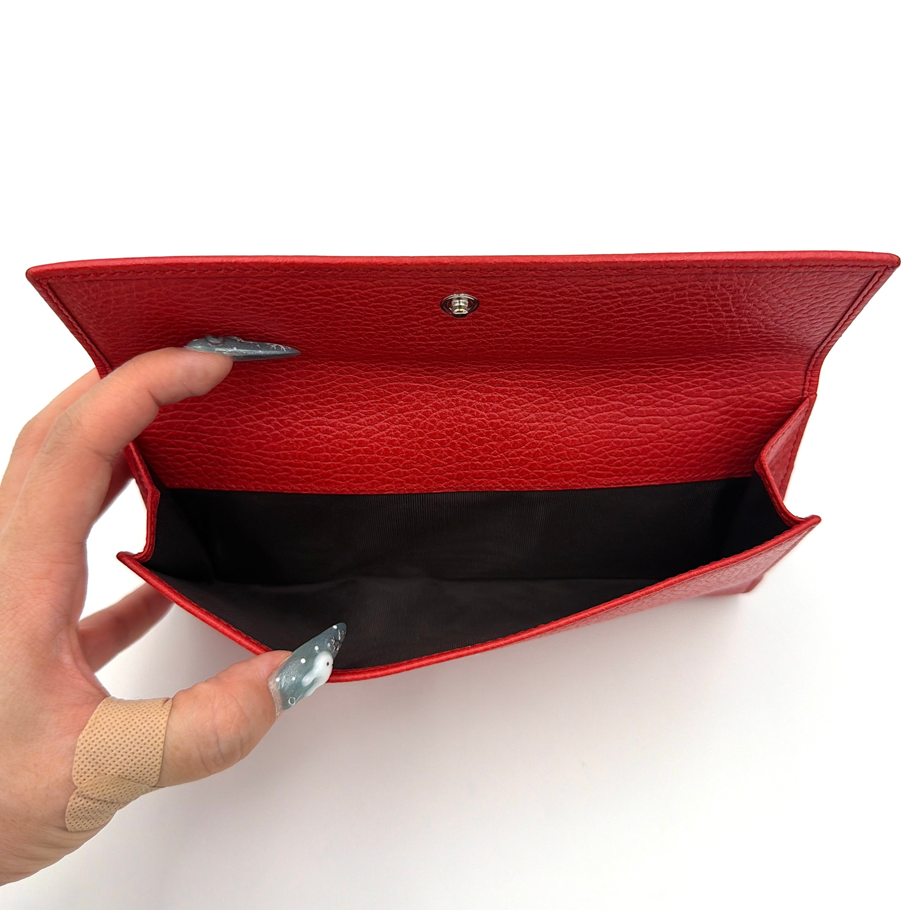 Gucci Buckle Leather Continental Wallet Red