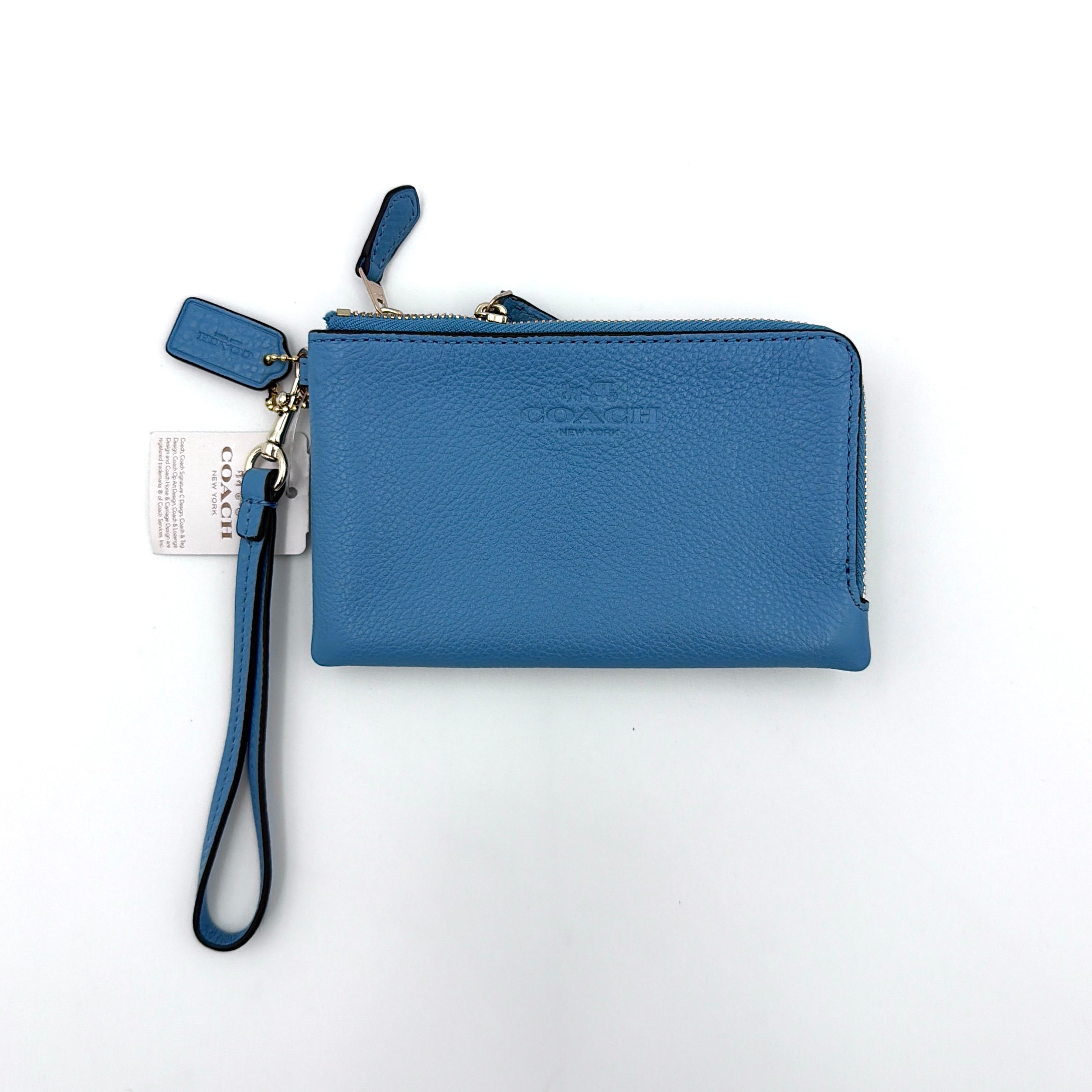 Coach Double Corner Zip Wristlet Blue