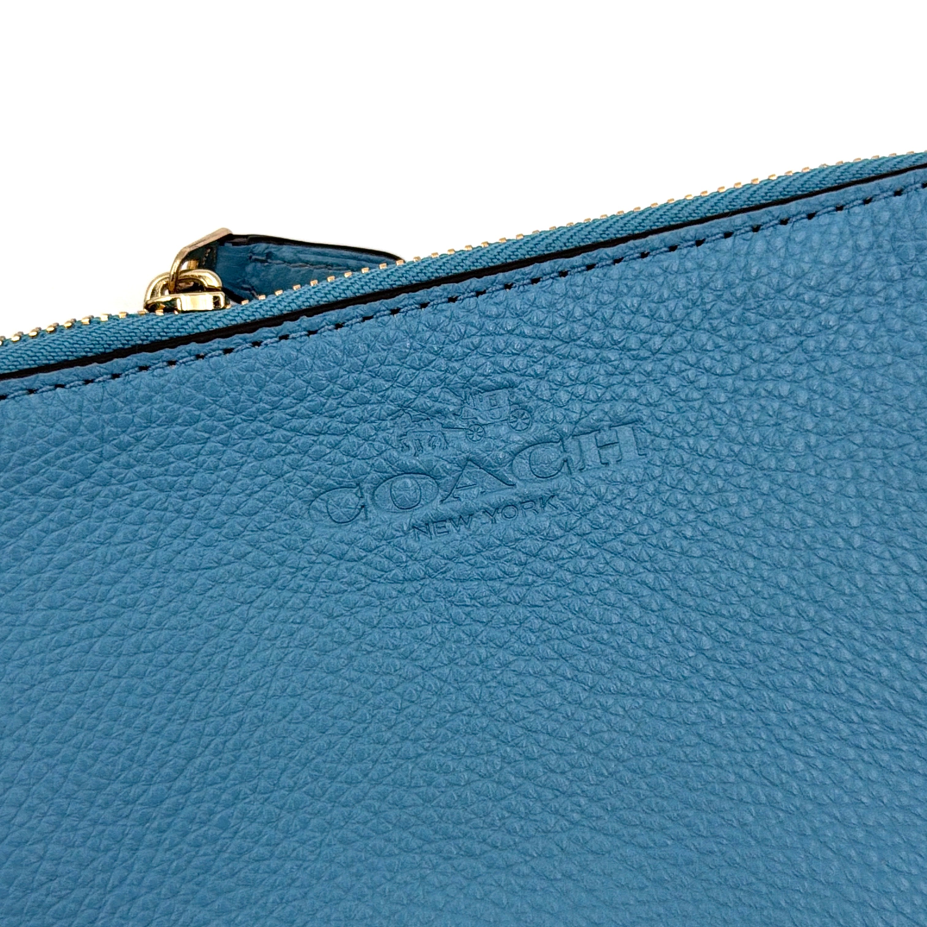 Coach Double Corner Zip Wristlet Blue