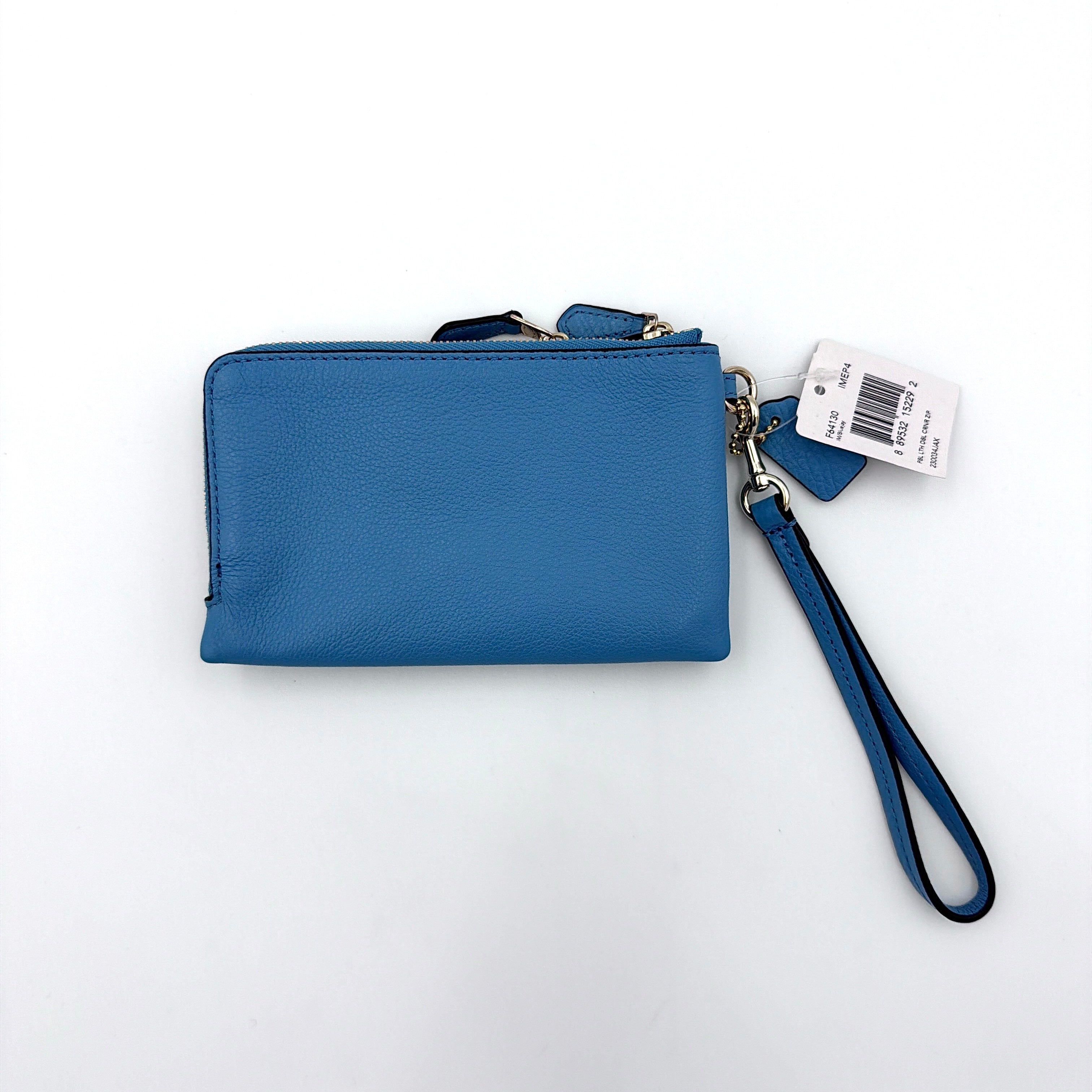 Coach Double Corner Zip Wristlet Blue