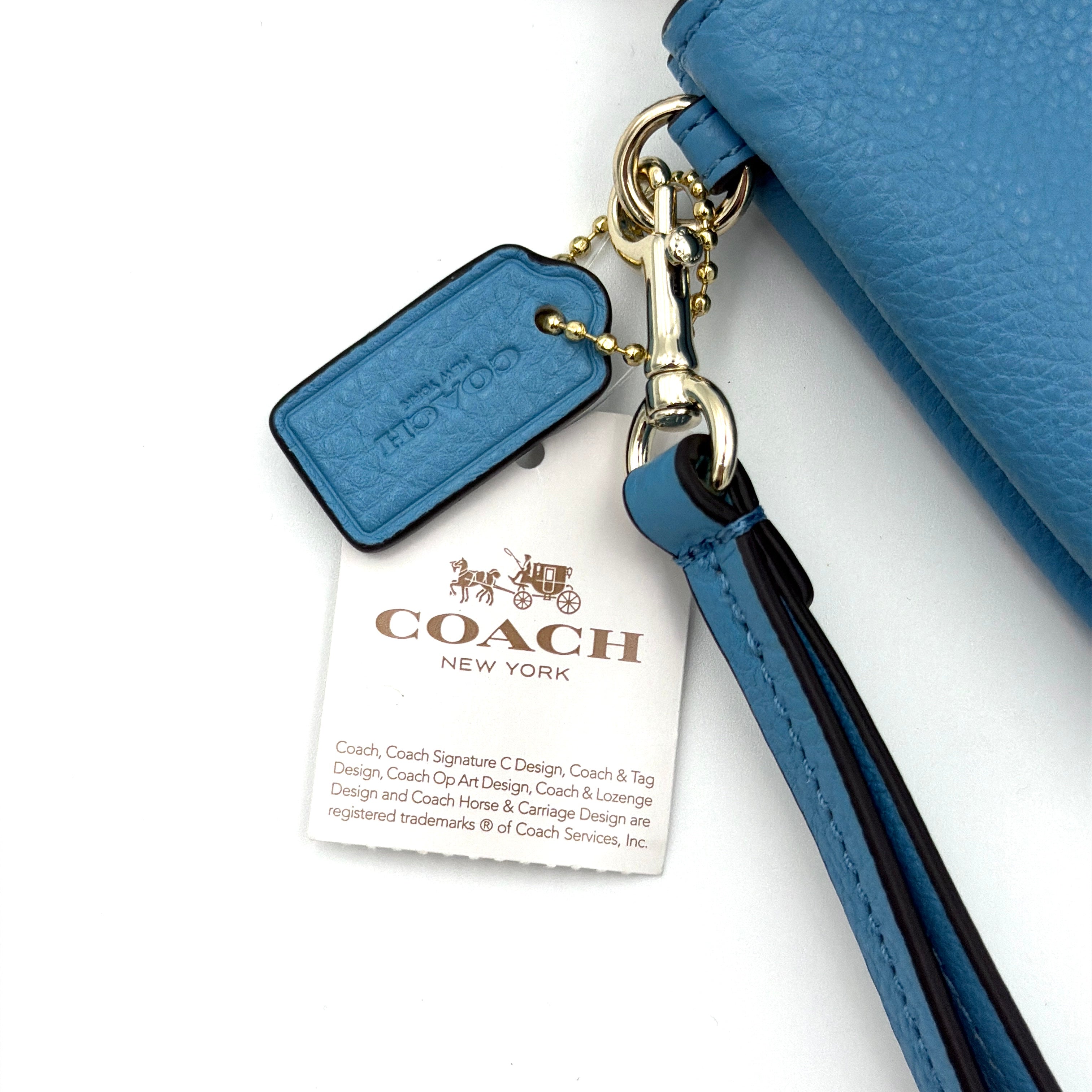 Coach Double Corner Zip Wristlet Blue