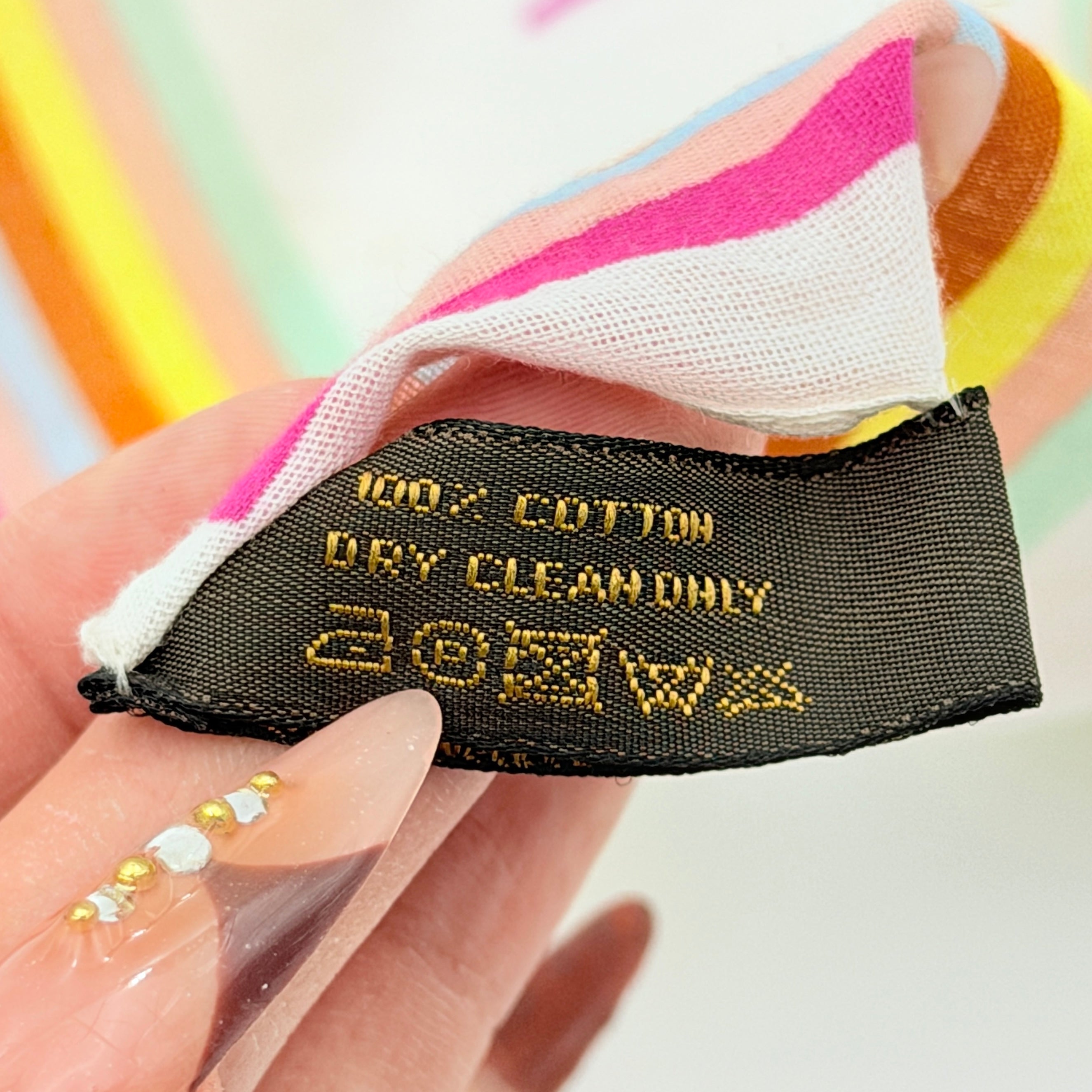 Louis Vuitton Murakami Monogram Scarf in multicolour cotton with vibrant LV motif and striped border.