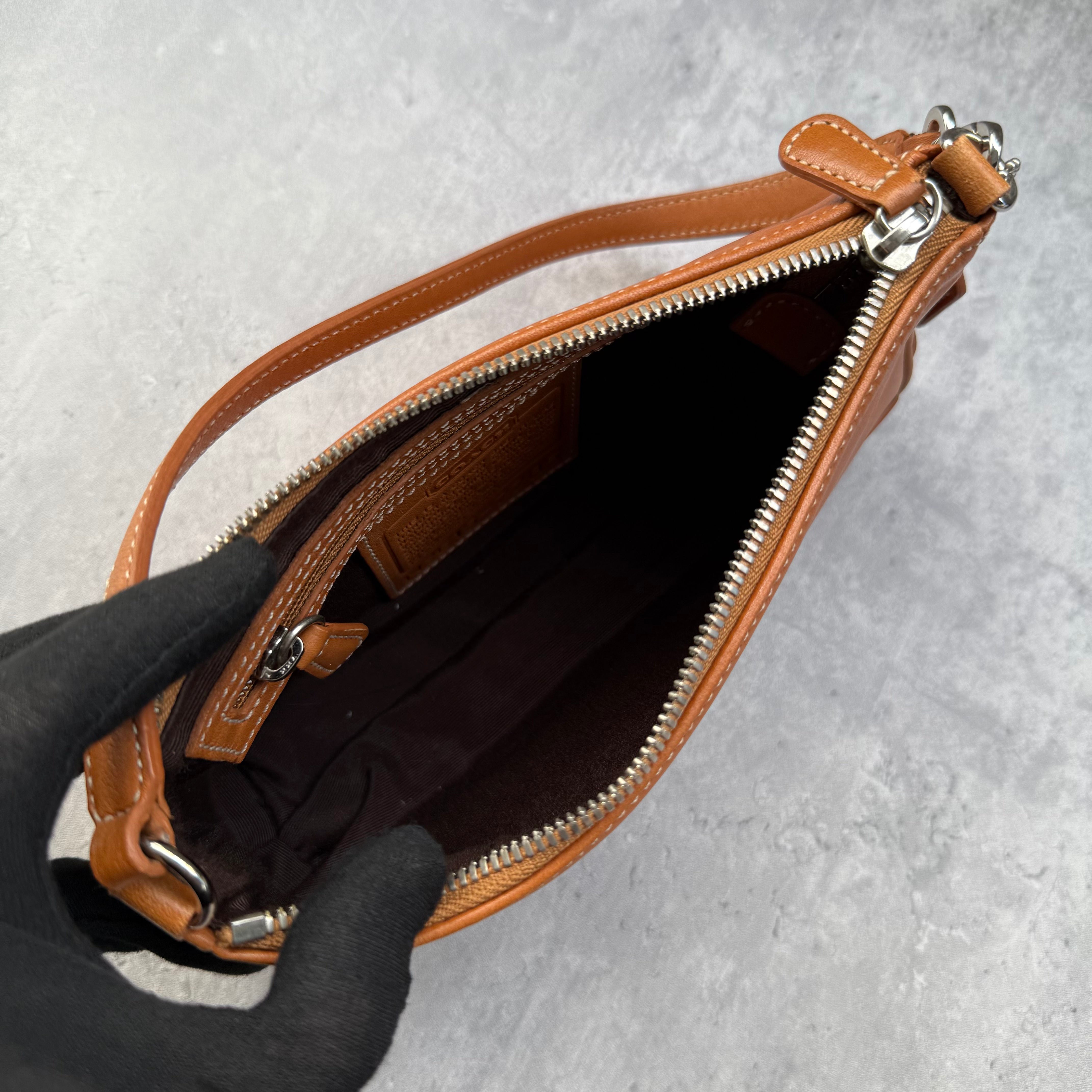 Coach Y2K Demi Leather Shoulder Bag Brown