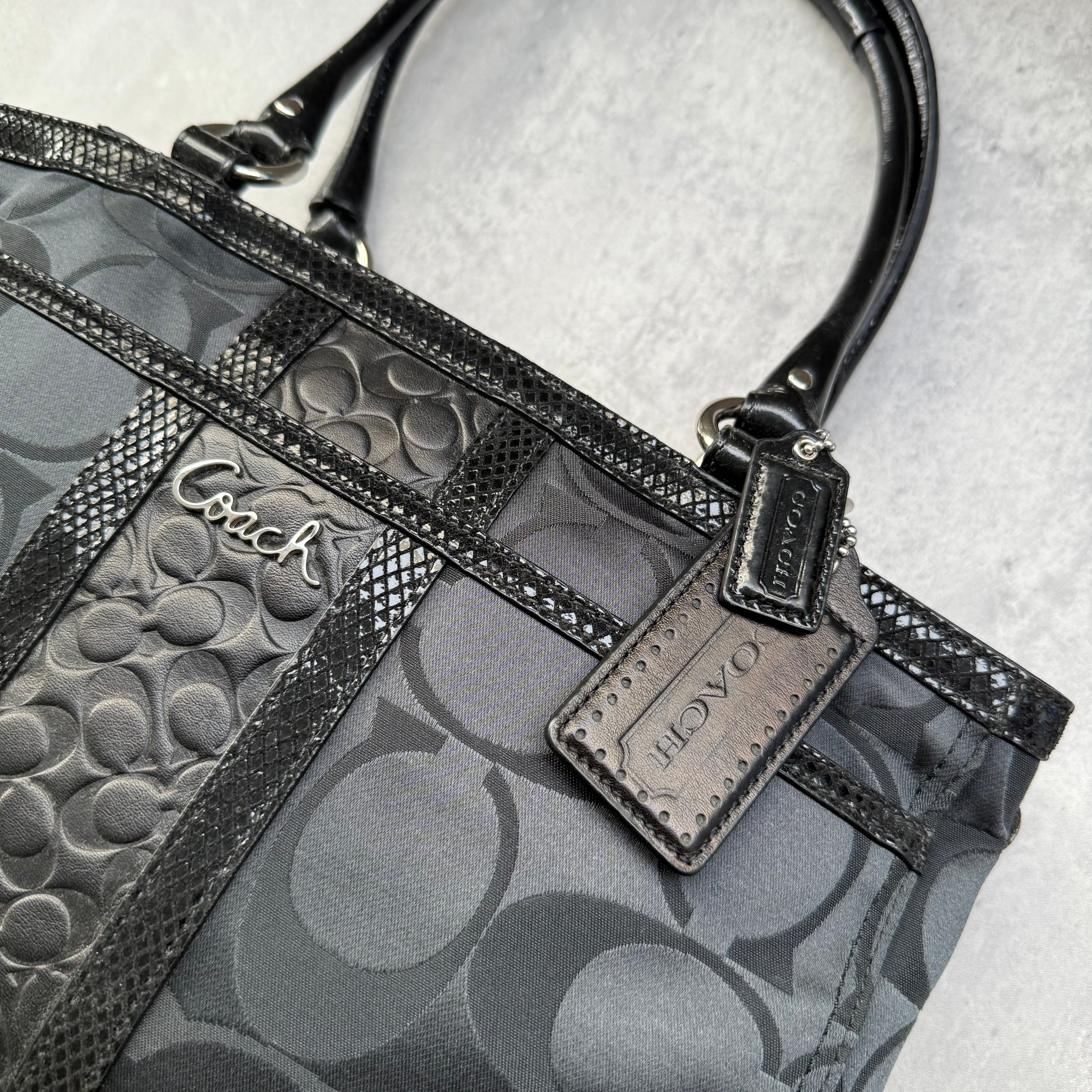 Coach Signature Stripe Park HandBag Black