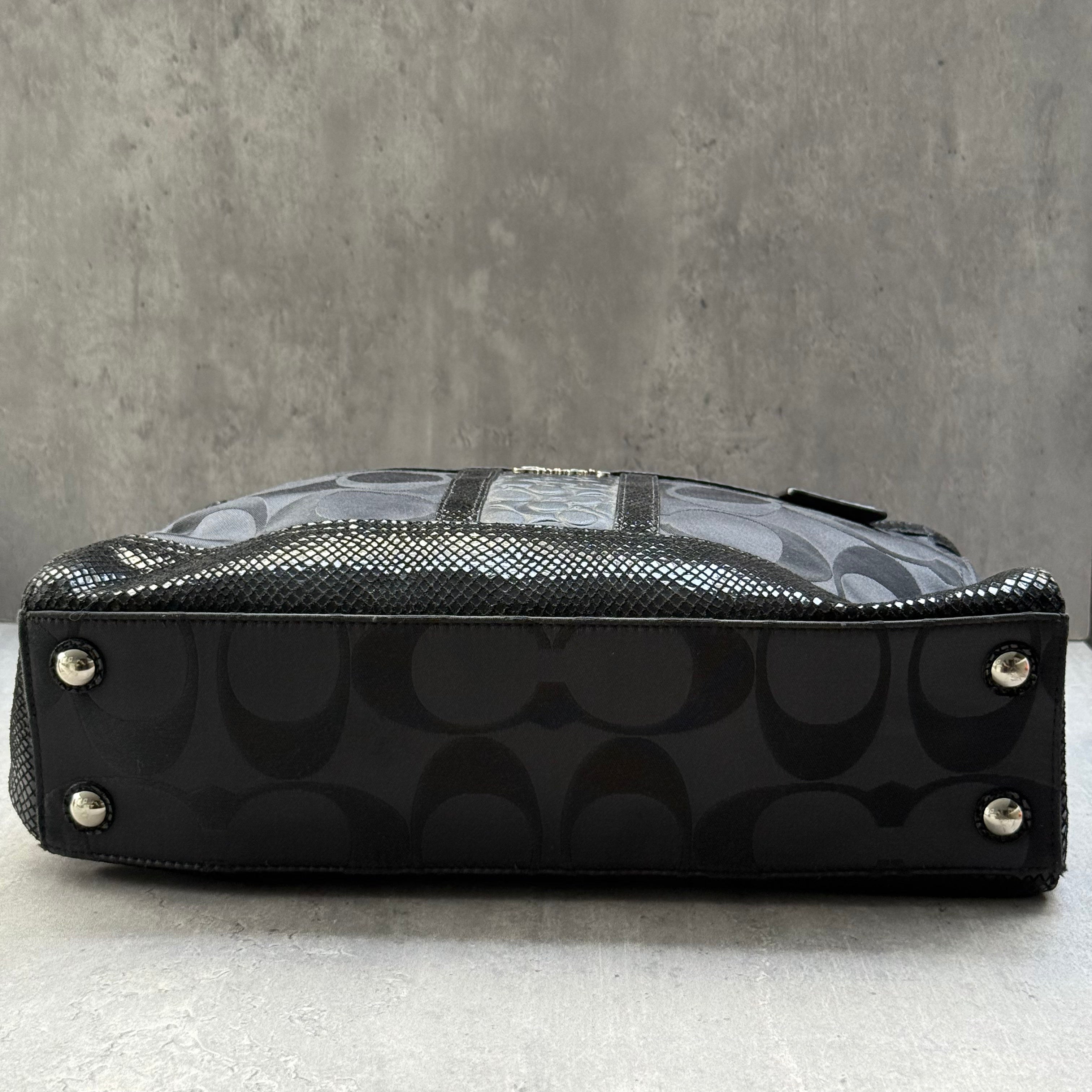 Coach Signature Stripe Park HandBag Black