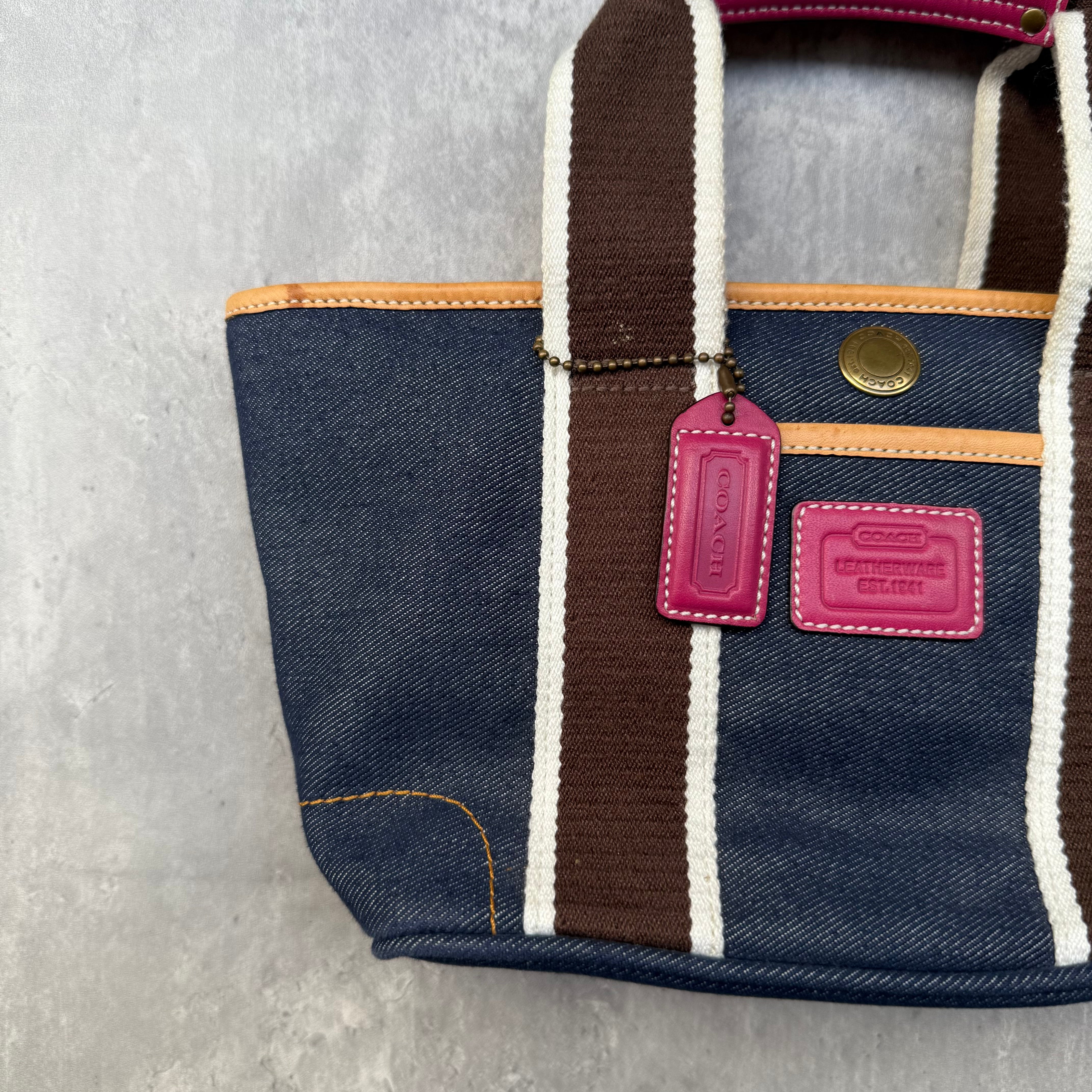 Coach Denim Hampton Mini Tote Bag Multicolor