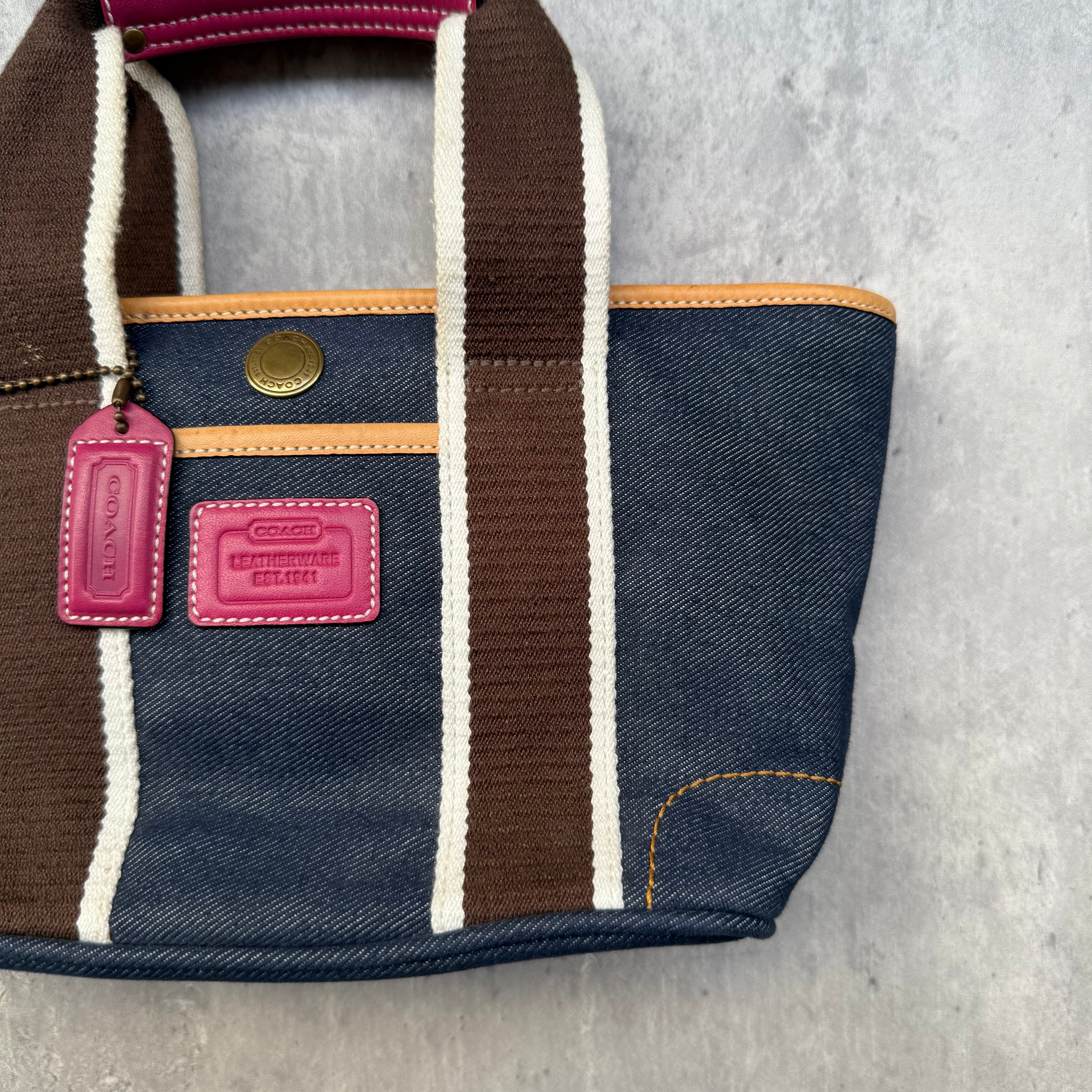 Coach Denim Hampton Mini Tote Bag Multicolor