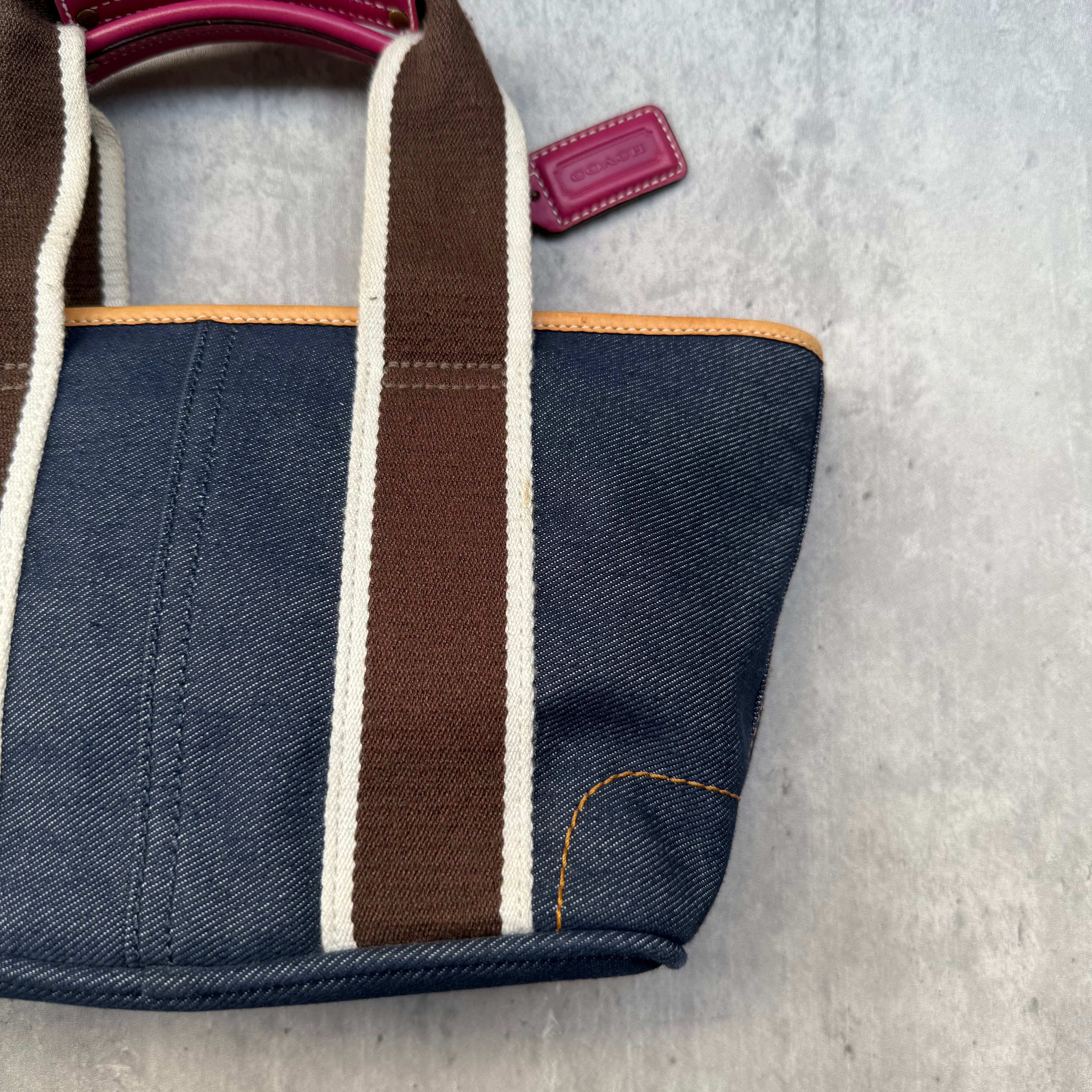 Coach Denim Hampton Mini Tote Bag Multicolor