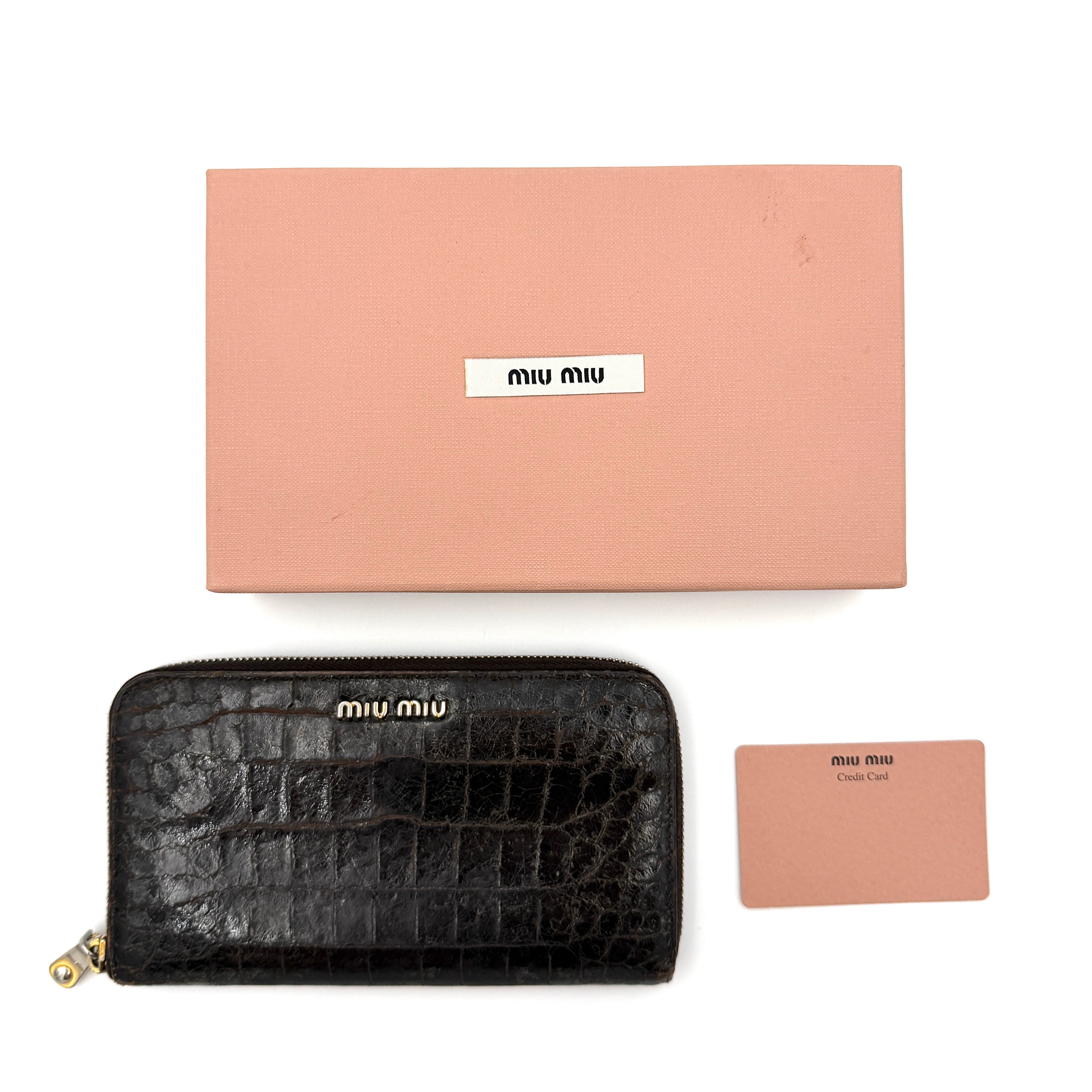 Miu Miu Embossed Logo Long Wallet Black